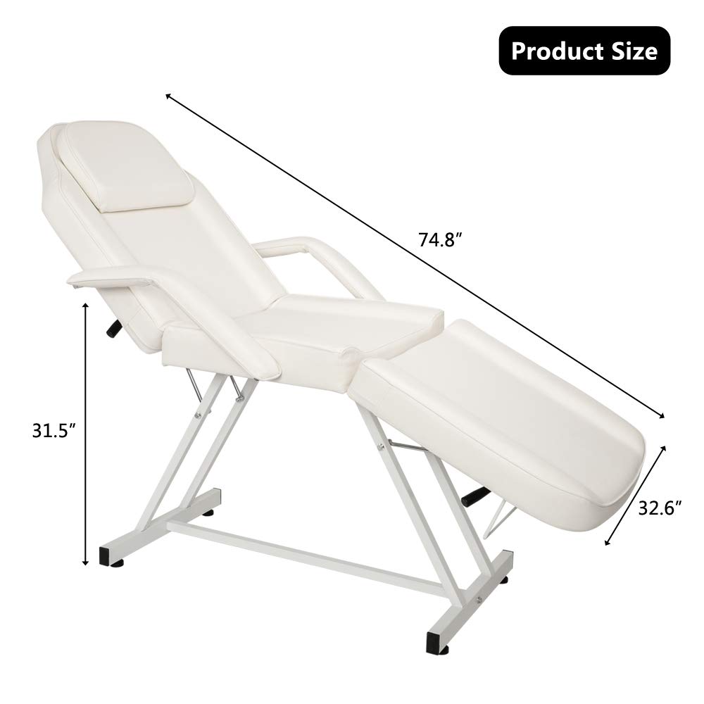 Ochine Professional Multi-Purpose Spa Facial Bed Tattoo Bed Salon Beauty Bed - White | Massage Table for Spa, Tattoo Parlor & Beauty Salon | Durable & Comfortable | Ships from USA | Perfect for Facial Treatments, Massage Therapy & Tattoo Sessions