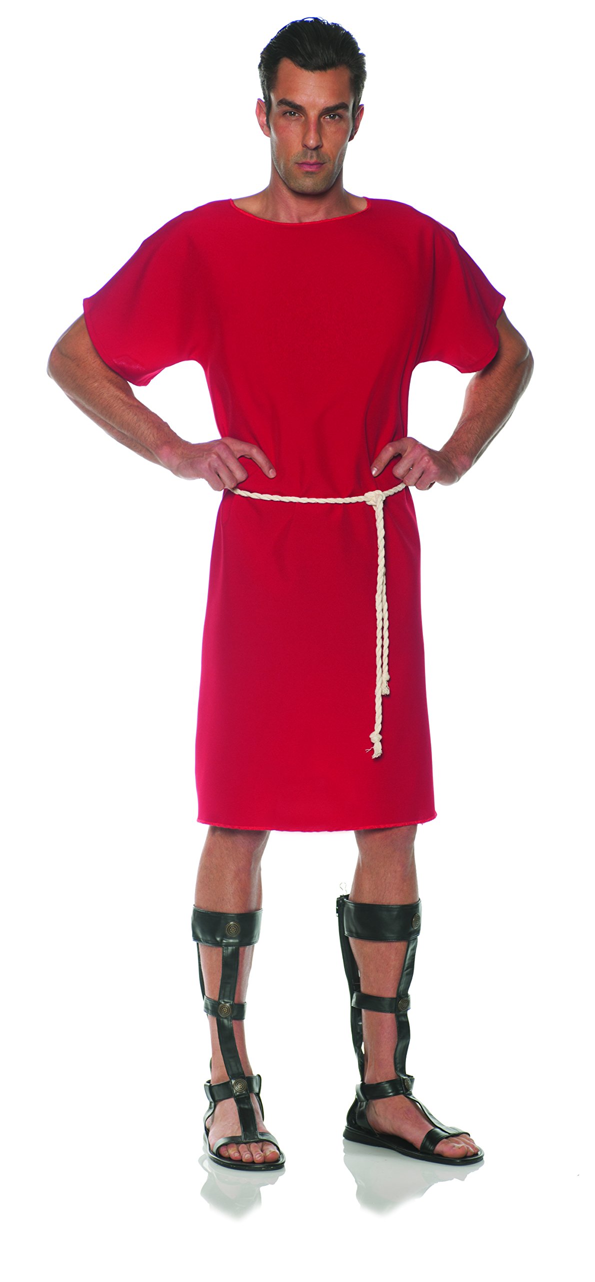 UNDERWRAPS Men's Classic Greek Toga Costume - Red | Authentic Roman Toga Robe for Halloween, Cosplay & Themed Parties | Perfect for Greek Mythology Events, Costume Contests & Historical Reenactments