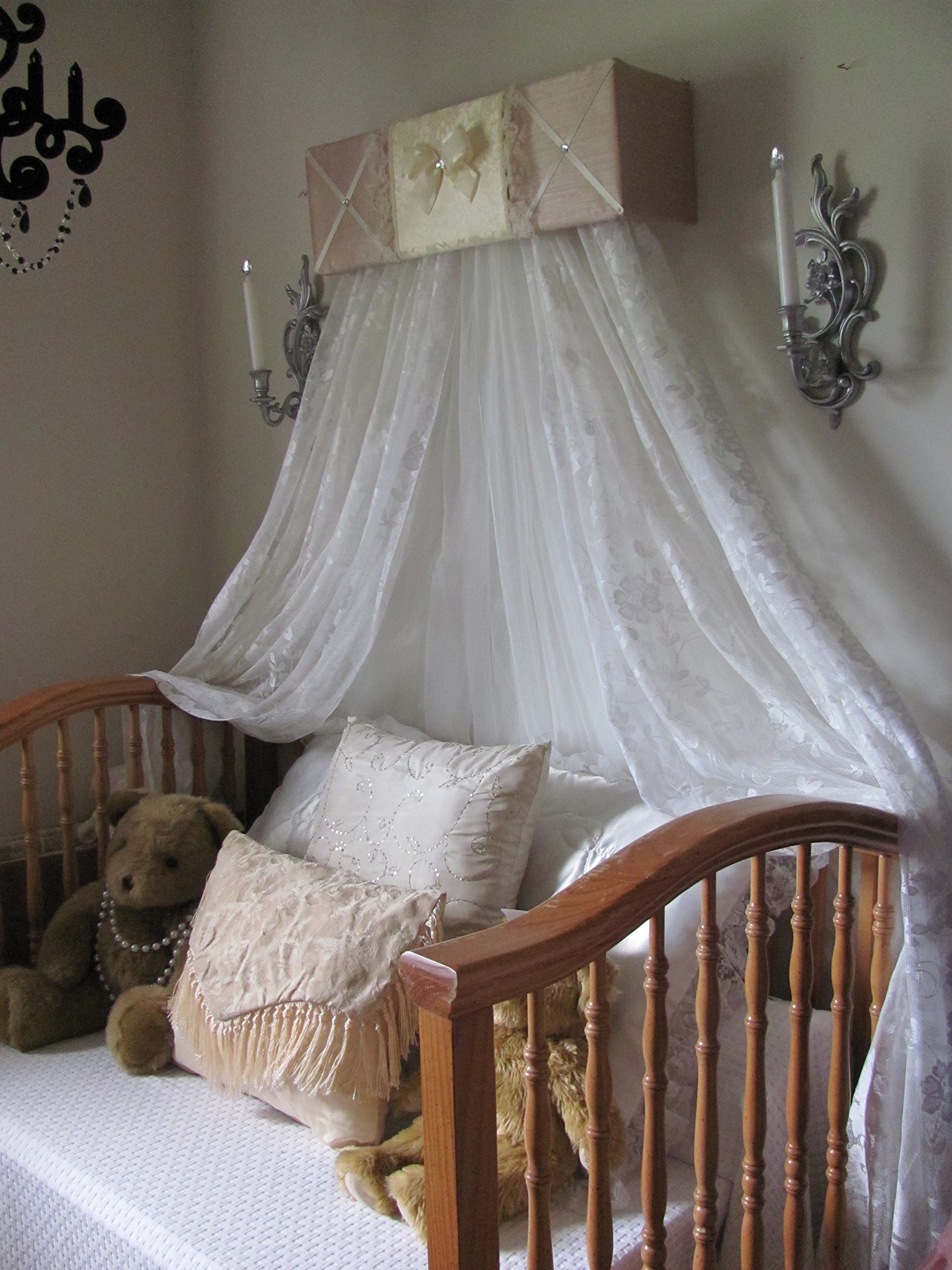 So Zoey Boutique Custom Designed Neutral Padded Canopy - Taupe Ivory Cream Bedroom Decor for Nursery, Wedding, or Boho Chic Bedroom