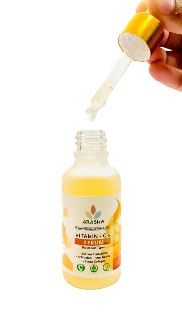 Araska 10% Vitamin C Face Serum for Brightening & Glowing Skin | Pure Ethyl Ascorbic Acid Serum to Reduce Hyperpigmentation & Dark Spots | Anti-Aging Facial Treatment for Dull Skin | 30ml | Perfect for Morning Skincare Routine & Night Repair