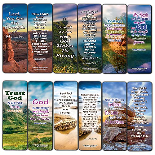 God is My Strength Bible Bookmarks (12-pack)