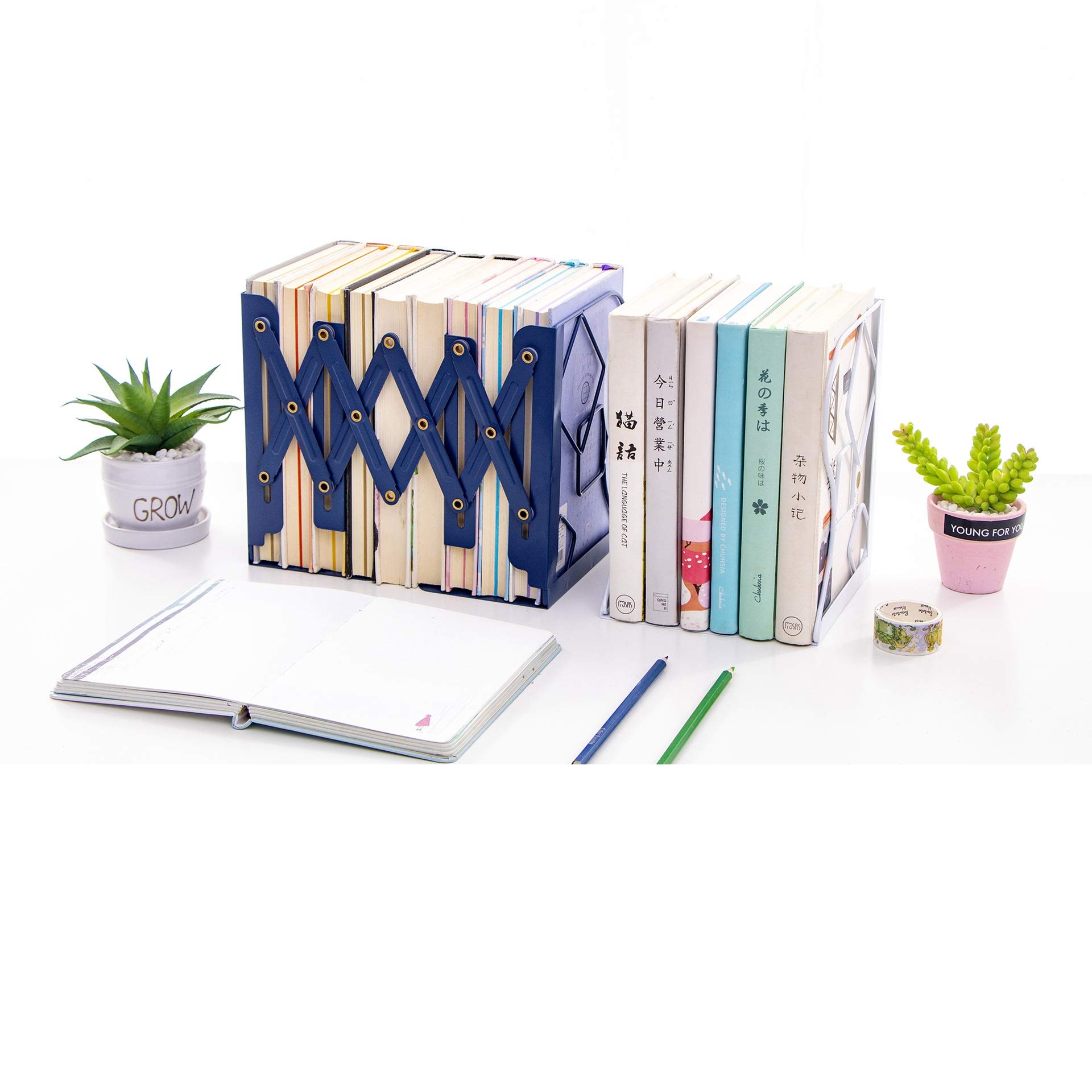 Heavy Duty Adjustable Bookends - Non-Slip Book Organizer for Desk, Shelves & Office - Perfect for Books, Magazines & Office Supplies Organization