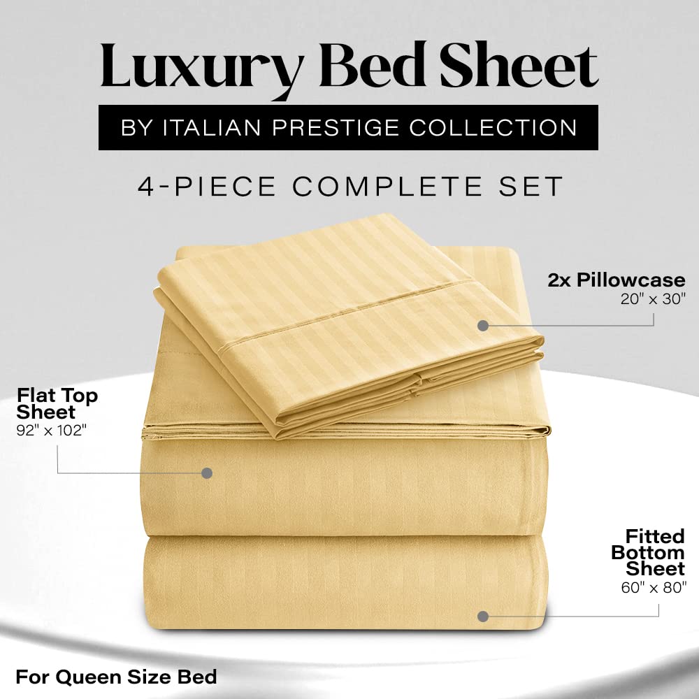Queen Size Sheet Set - 4-Piece Soft & Cooling Microfiber Bedding with Deep Pockets (1 Fitted Sheet, 1 Flat Sheet, 2 Pillowcases) - Wrinkle-Free, Breathable for All-Season Comfort - Perfect for Master Bedroom, Guest Room & Vacation Homes