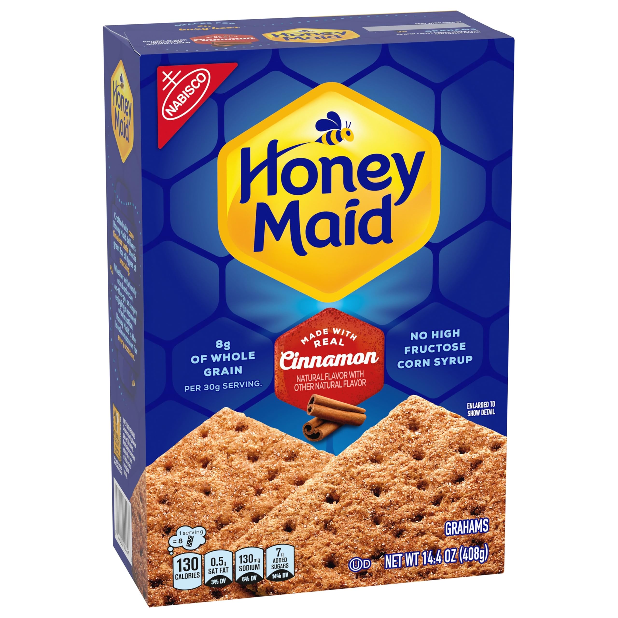 Honey Maid Cinnamon Graham Crackers - 12 Pack (14.4 oz Each) | Bulk Snacks for School Lunch, Office, Parties & Camping | Crunchy Cinnamon Flavored Cookies for Kids & Adults