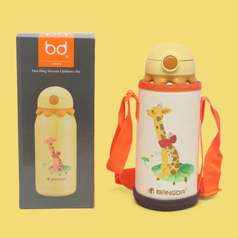 Premium Stainless Steel Vacuum Insulated Water Bottle with Octopus Design - 600ml Leakproof Flask with Cute Cover & Adjustable Strap - Ideal for Outdoor Activities, Gym, Hiking and Travel