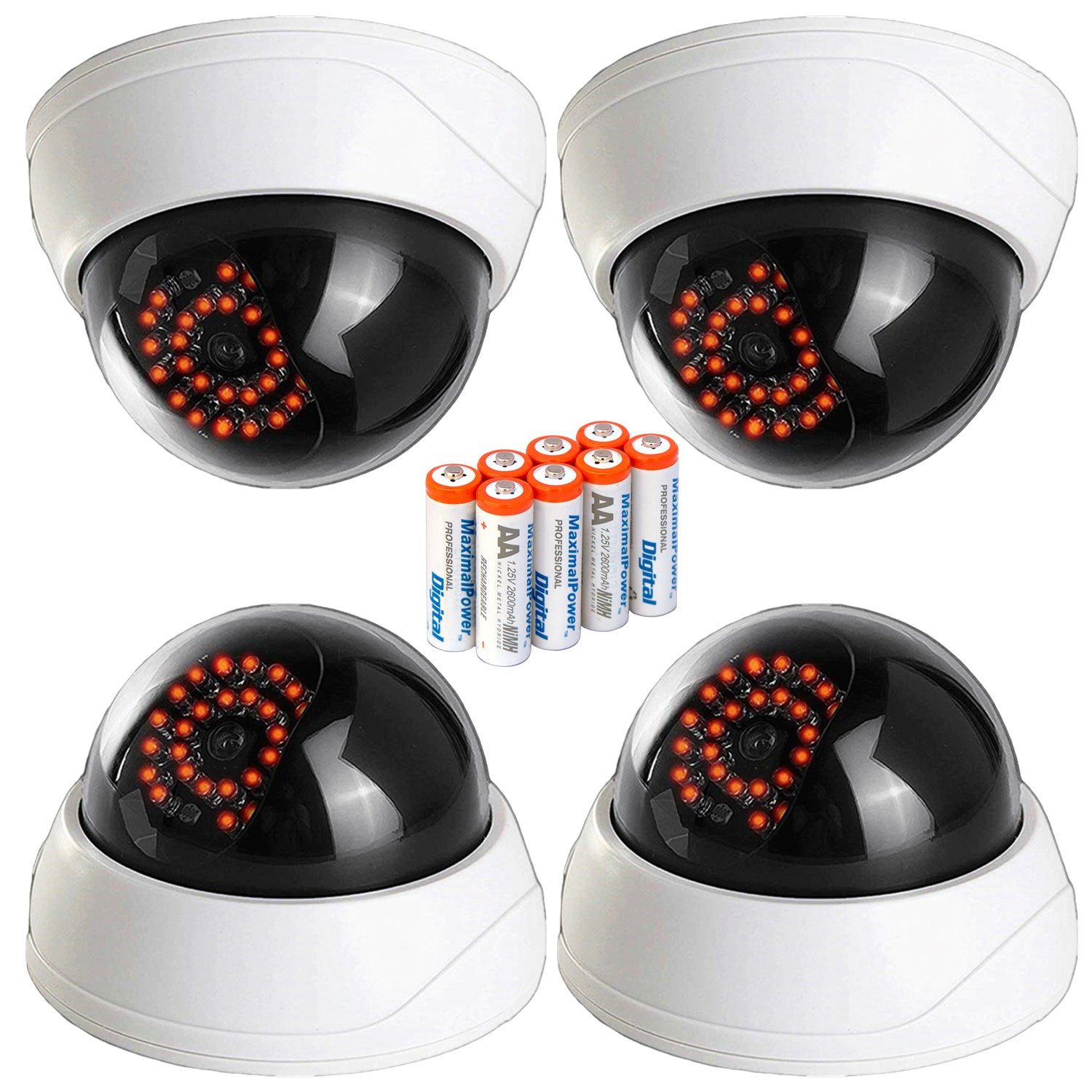 Dummy CCTV Dome Security Camera with 28 Red LED Lights - Fake Surveillance Camera for Home, Office & Business Security
