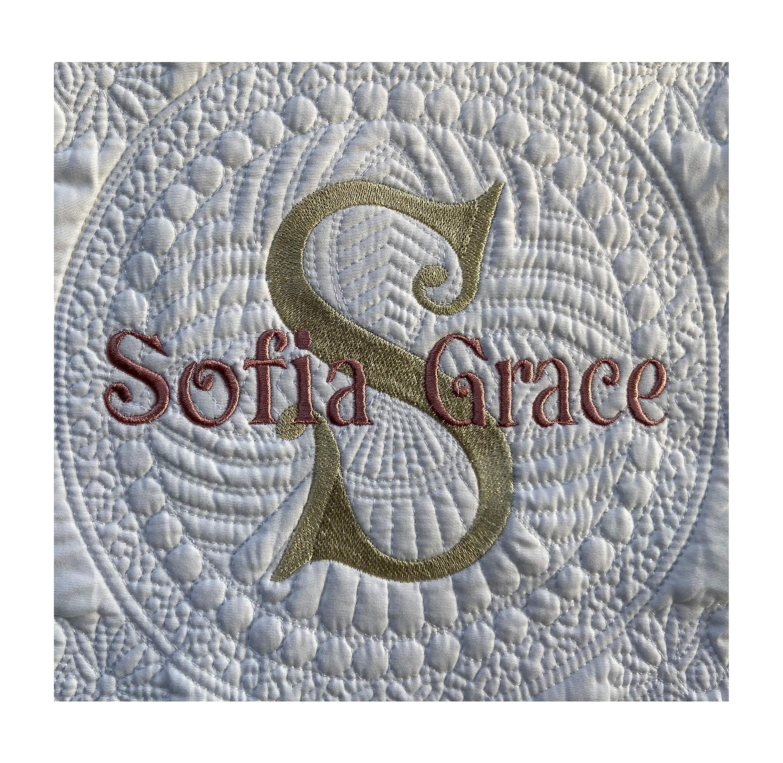 Personalized Baby Quilt Blanket - Custom Monogrammed Baby Blankets for Boys & Girls, Soft Embroidered Baby Gift for Newborns, Toddlers - Perfect for Nursery, Christening, Birthday & Baby Showers (Sofia)