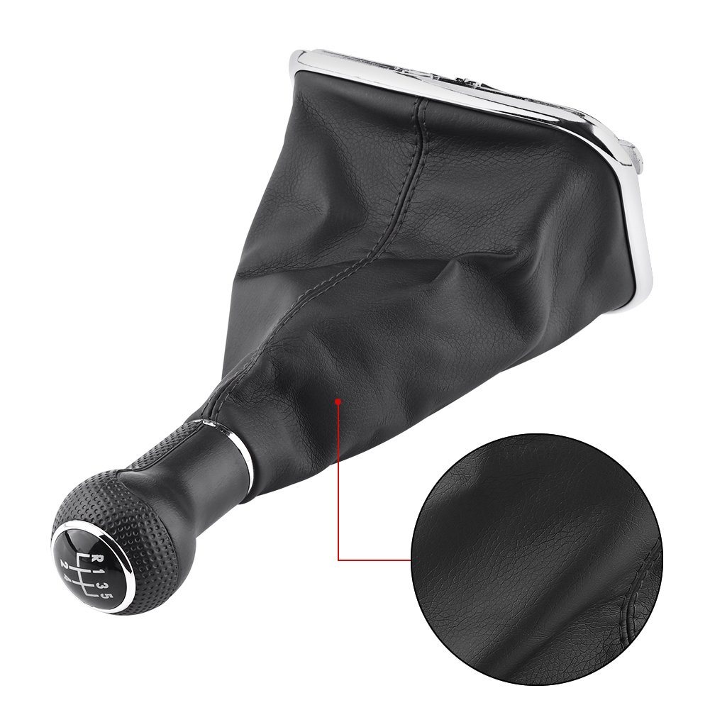 Qiilu 5-Speed Manual Shift Knob & Gearstick Gaiter Boot Kit - Compatible with VW Golf 4 (1999-2004) - Perfect for Car Interior Upgrade & DIY Installation