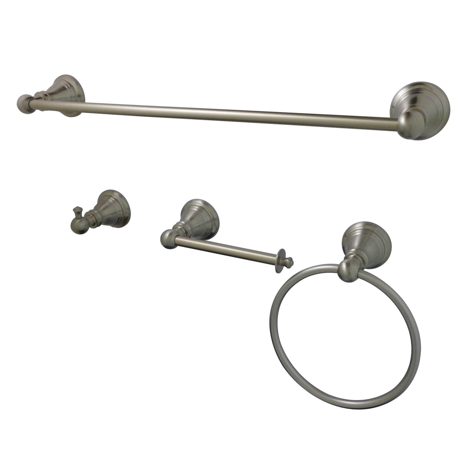 American Classic BAHK192478SN 4-Piece 18-Inch Towel Bar Set - Brushed Nickel Bathroom Accessories for Modern Homes - Perfect for Bathrooms, Powder Rooms & Spa Areas