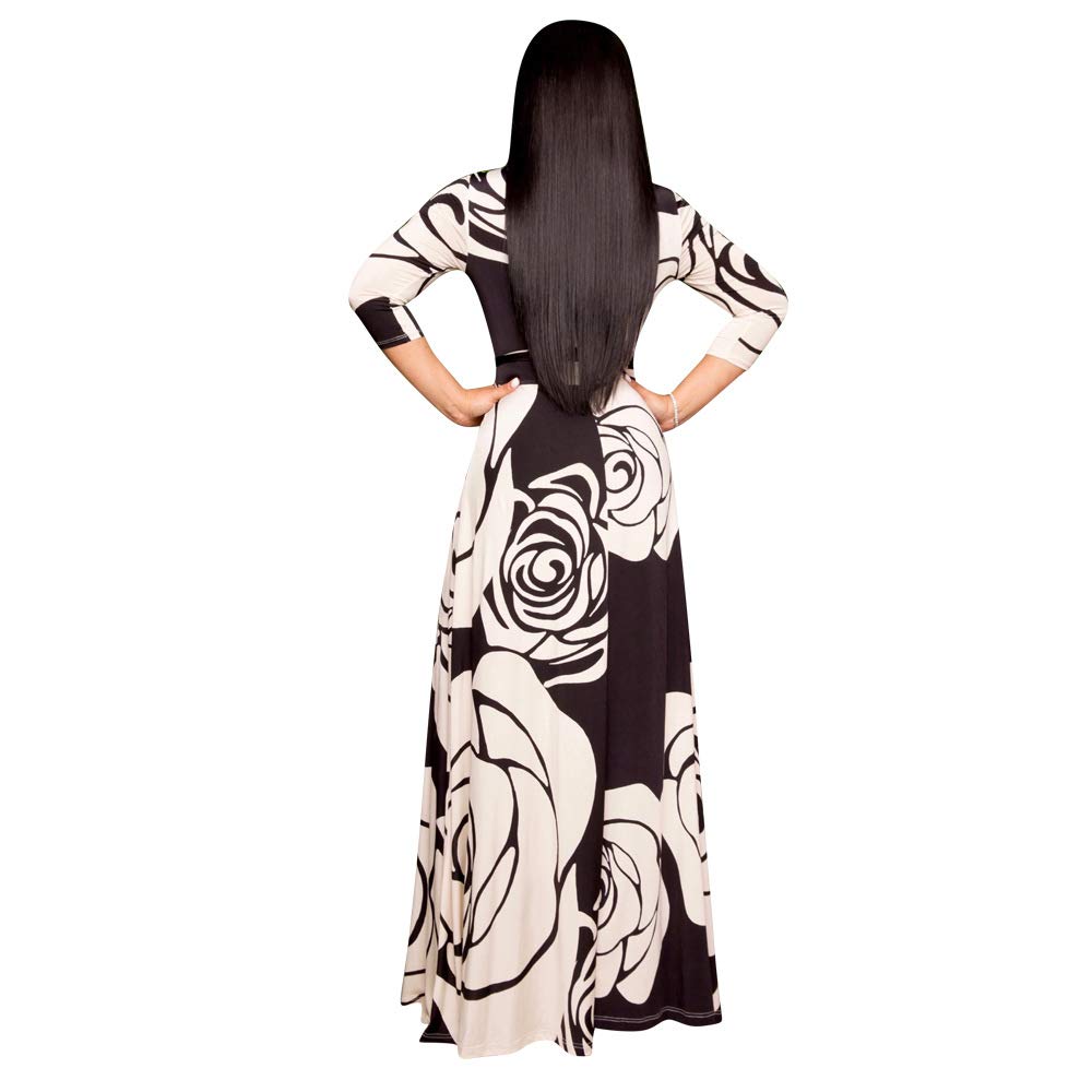 JTNFairy Women's Casual Floral Print Long Maxi Dress Plus Size 4X-6X, Summer Beach Party Outfits, Boho Chic Wedding Guest Dress for Vacation & Outdoor Events