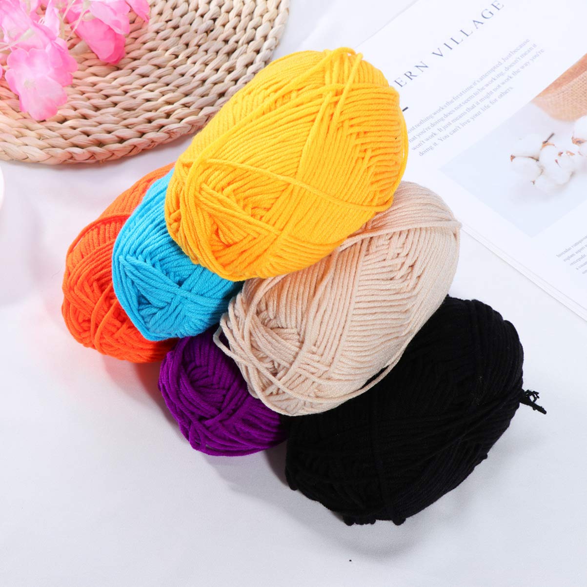 12-Piece Soft Cotton Yarn for Knitting & Crochet - Premium Milk Cotton Yarn Set - DIY Crafting, Blankets, Scarves, Hats & Home Decor Projects