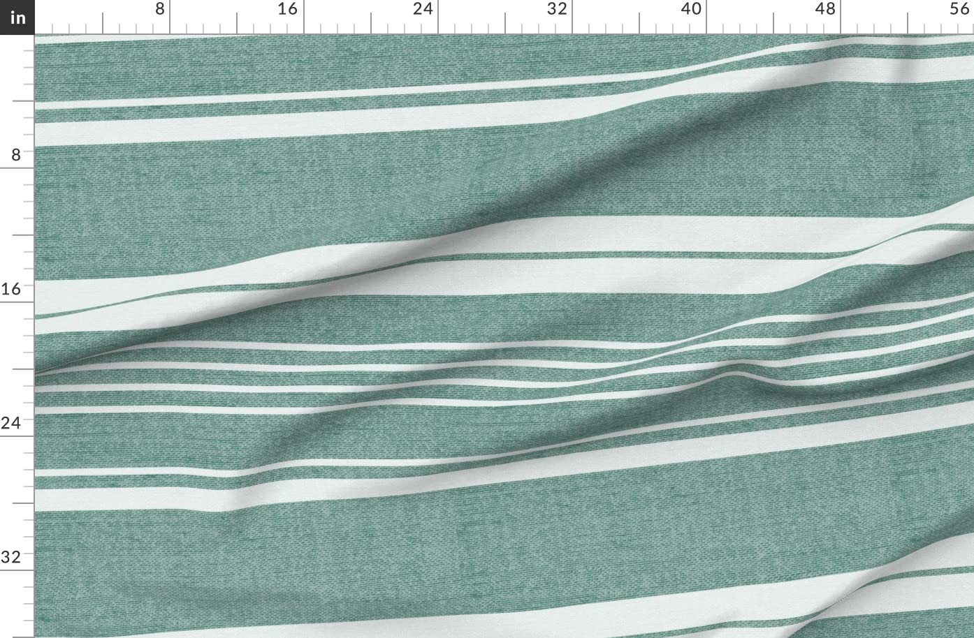 Textured Stripe Eucalyptus Vintage Green Retro Printed Organic Cotton Sateen Fabric by The Yard - Spring Summer Sewing Quilting Material for Apparel, Home Decor & DIY Crafts | Perfect for Dresses, Curtains, Pillows and Upholstery Projects