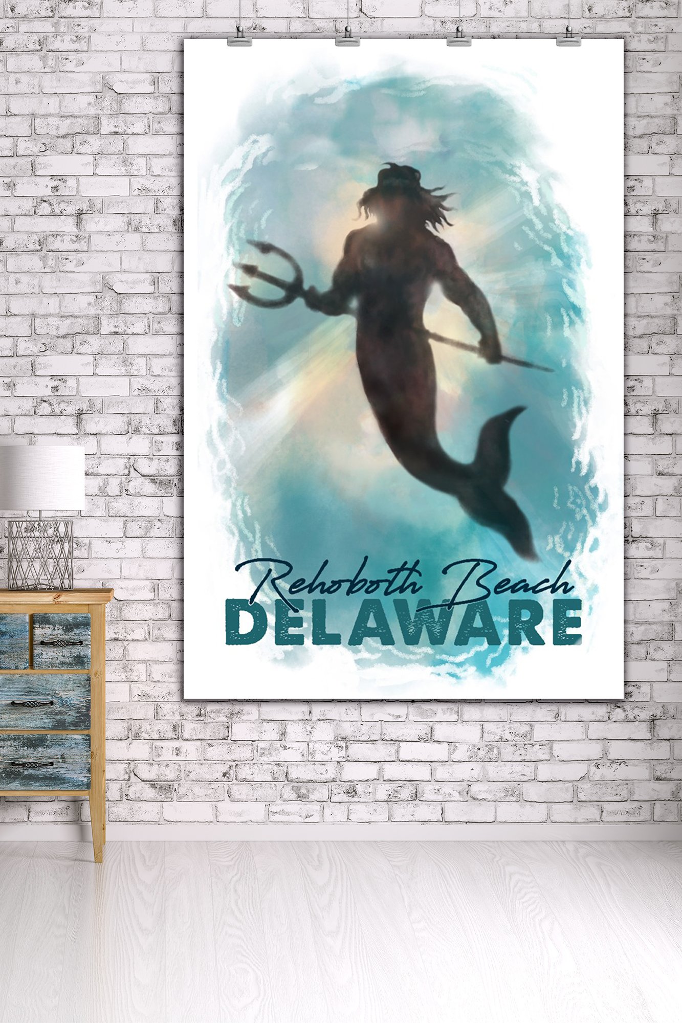 Deluxe 36x54 Giclee Print - Rehoboth Delaware Mermaid Underwater Travel Poster - Premium Wall Art Decor for Beach House, Coastal Living Room or Nautical Theme Bedroom