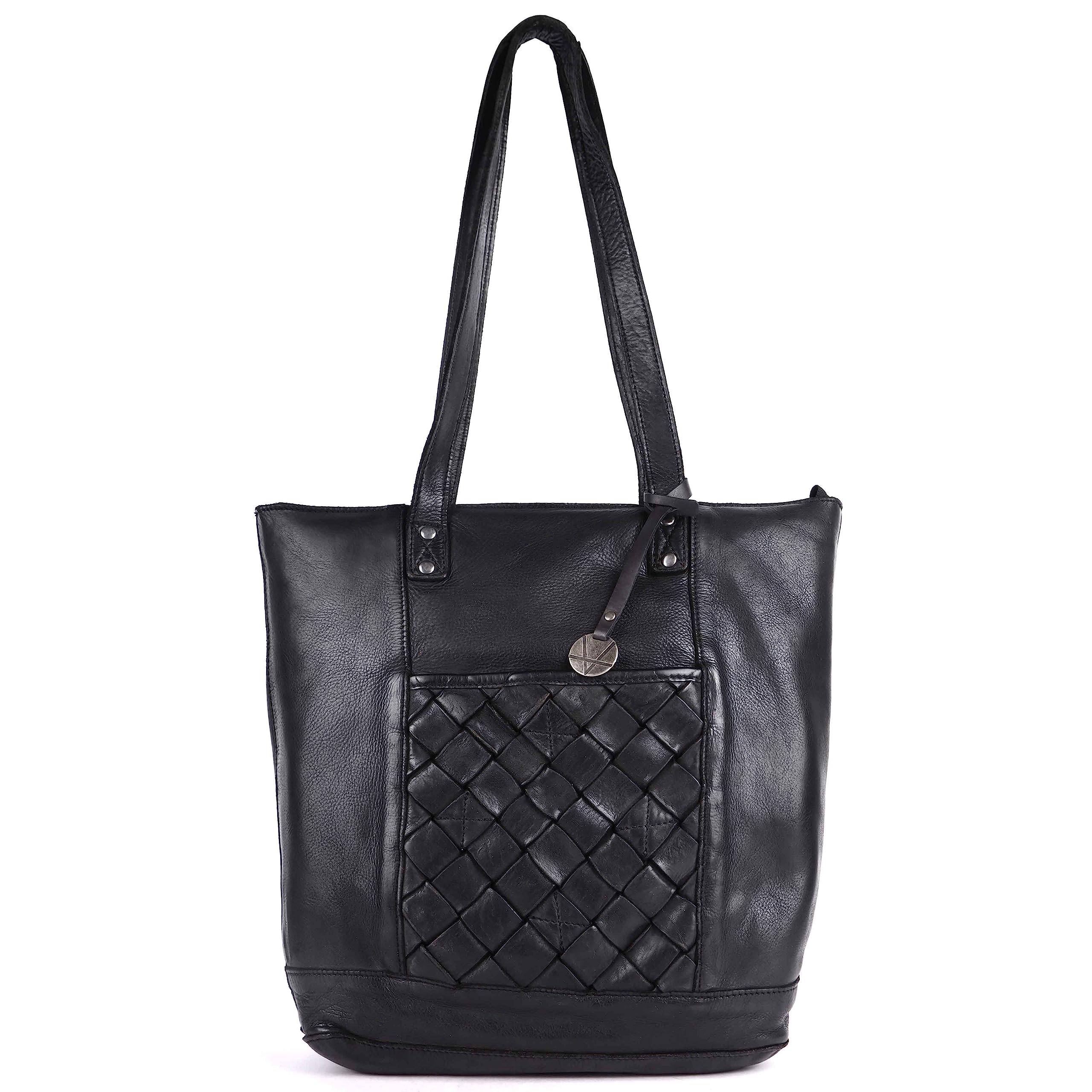 Genuine Leather Women's Tote Handbag - Stylish Satchel Purse with Top Handle & Shoulder Strap for Work, Travel & Everyday Use