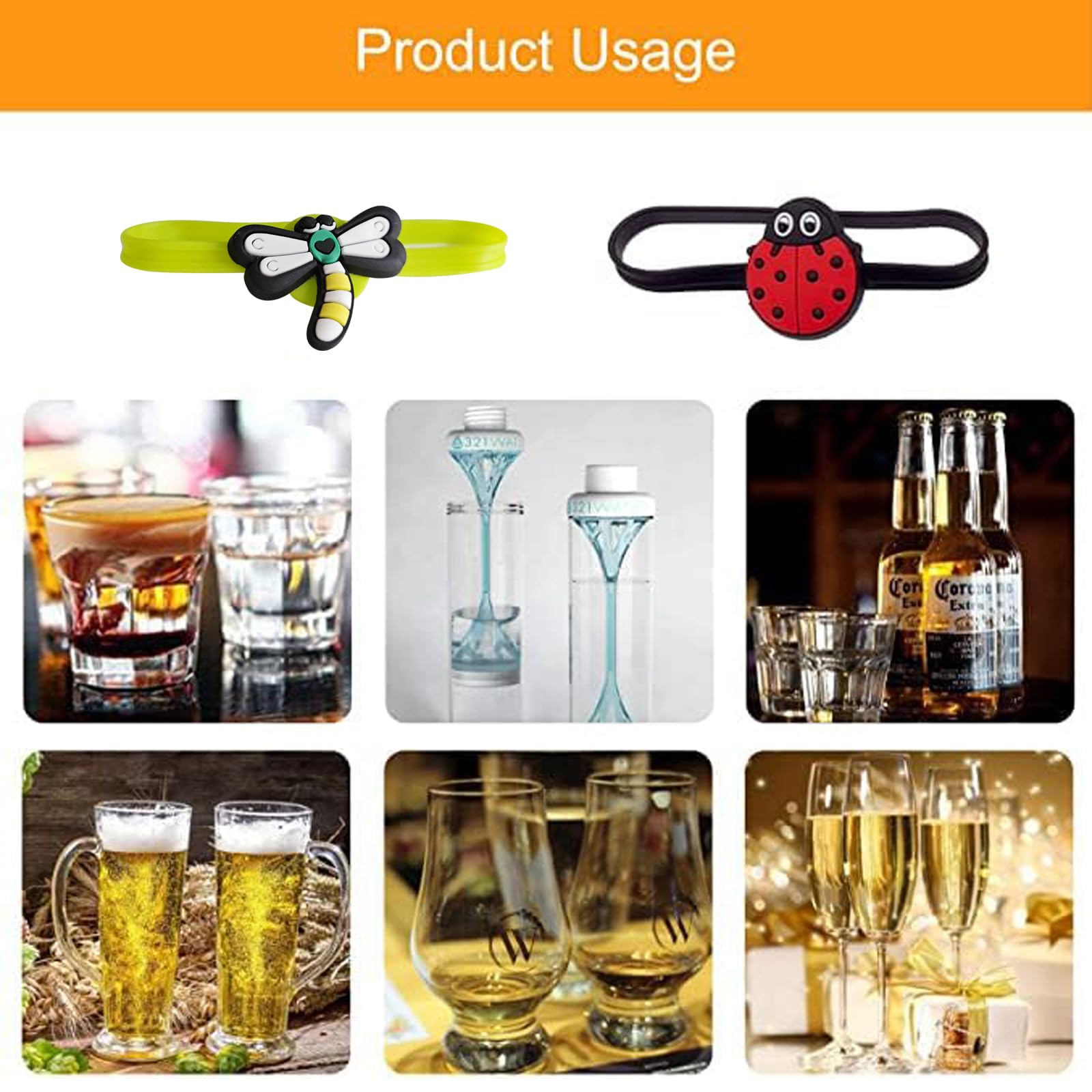 Ackron 18Pcs Silicone Wine Glass Markers - Funny Drink Markers for Wine Glasses, Cups & Bottles - Perfect for Party, Wedding, Family Gatherings & Holiday Events - Reusable & Durable Bottle Identification Tags