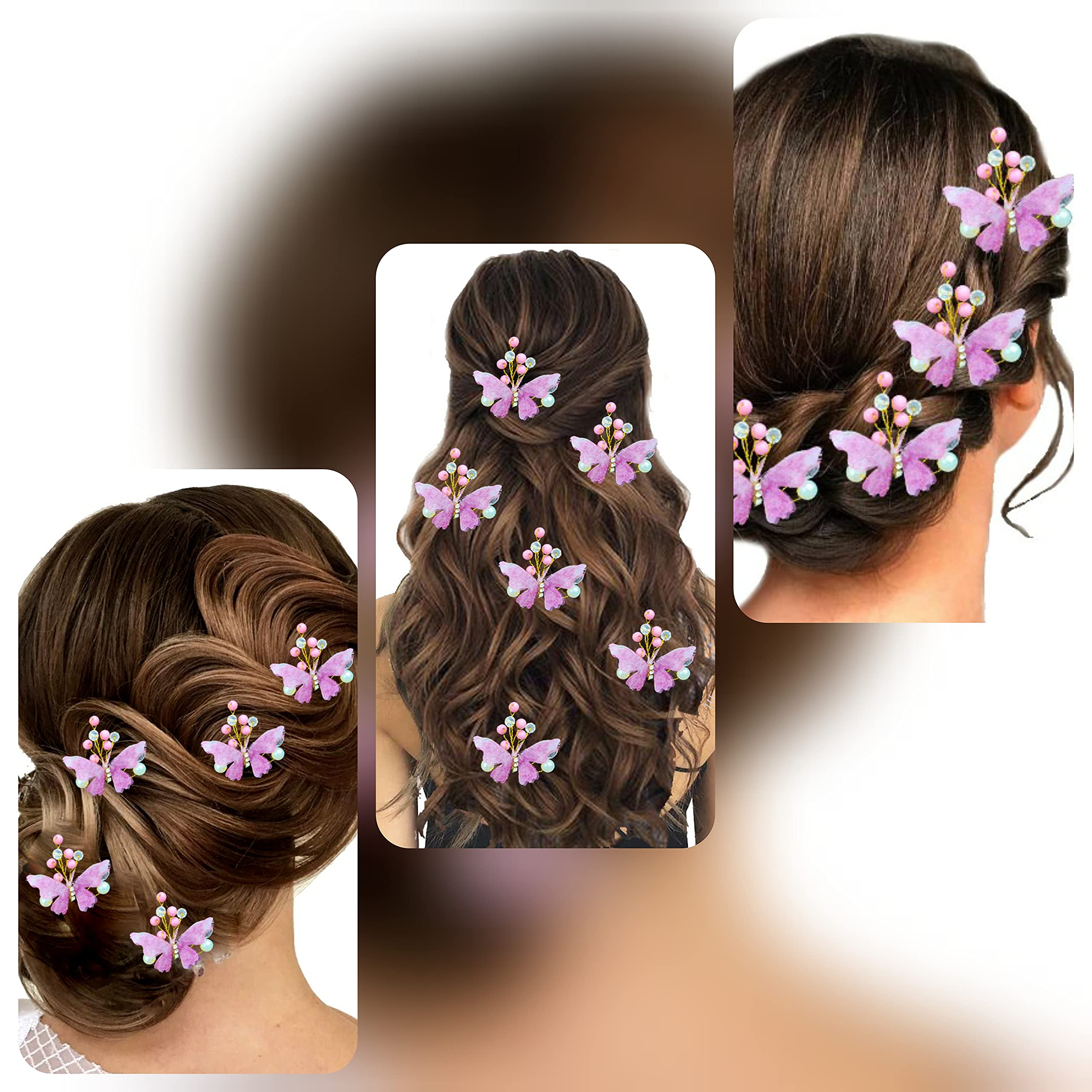 Shiny Pearl Butterfly Hair Pin - Elegant Bridal Wedding Hair Accessories for Women & Girls (Pack of 5, Baby Pink) - Perfect for Weddings, Prom, Parties & Special Occasions