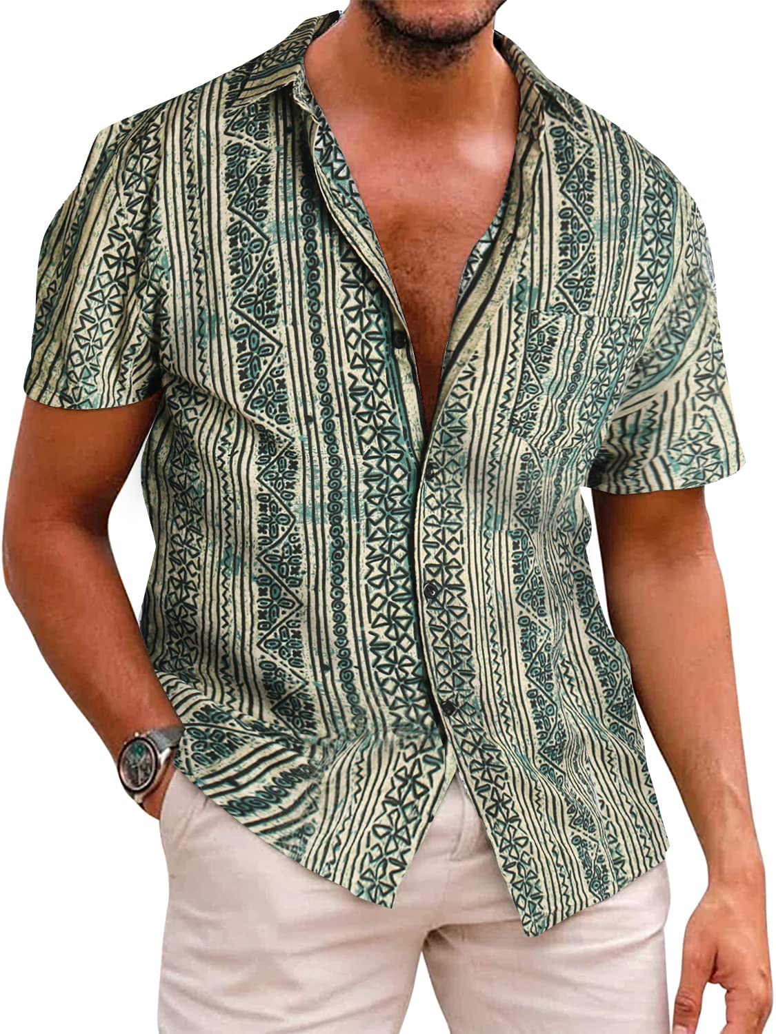 Milanpavilion Men's Hawaiian Shirt - Tropical Floral Short Sleeve Button Up Shirt for Summer Beach Vacation, Luau Party & Casual Wear