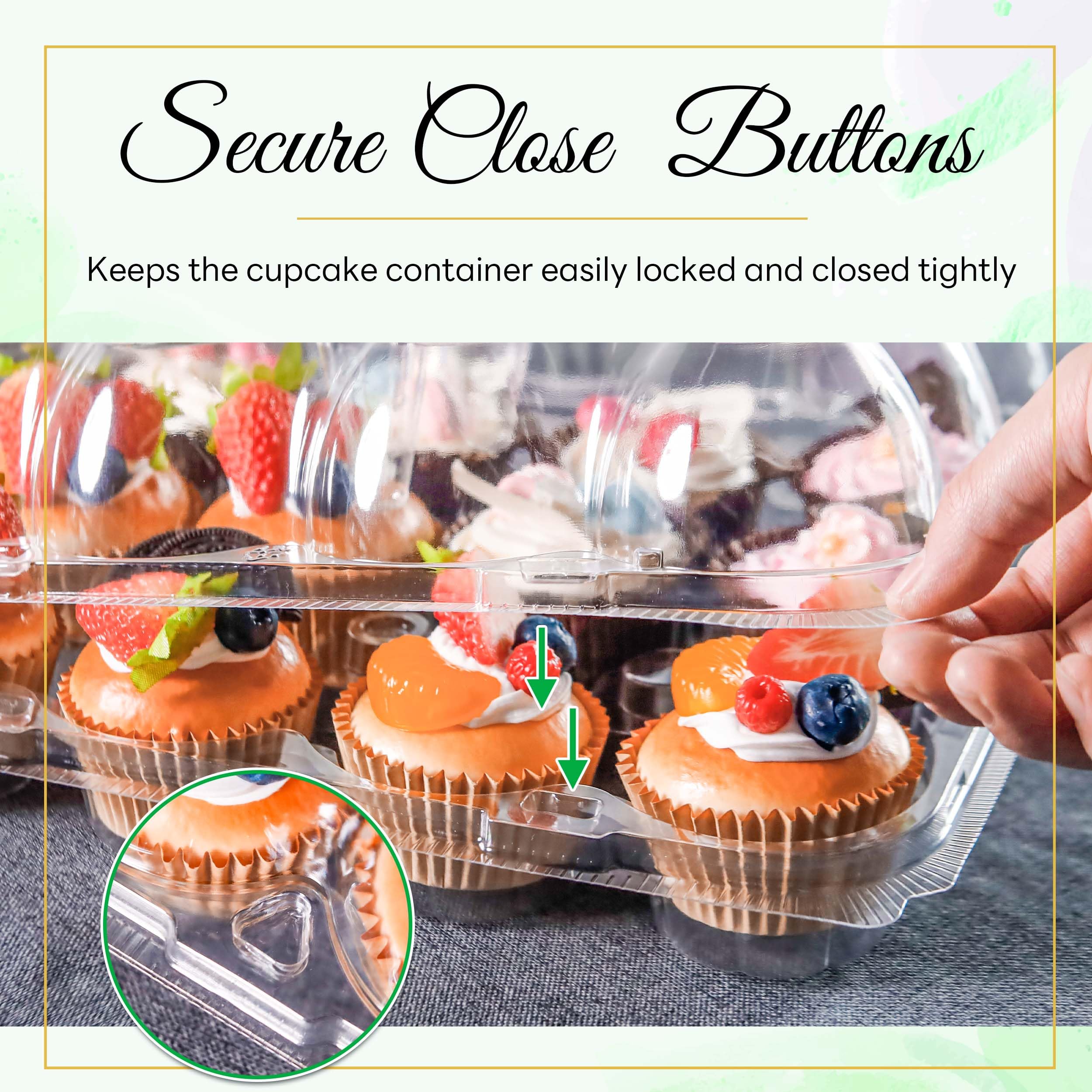 12 Pack Stackable Plastic Cupcake Containers with Detachable Tall Dome Lids & 144 Liners - BPA Free Standard Size for Baking, Parties, and Gift Packaging