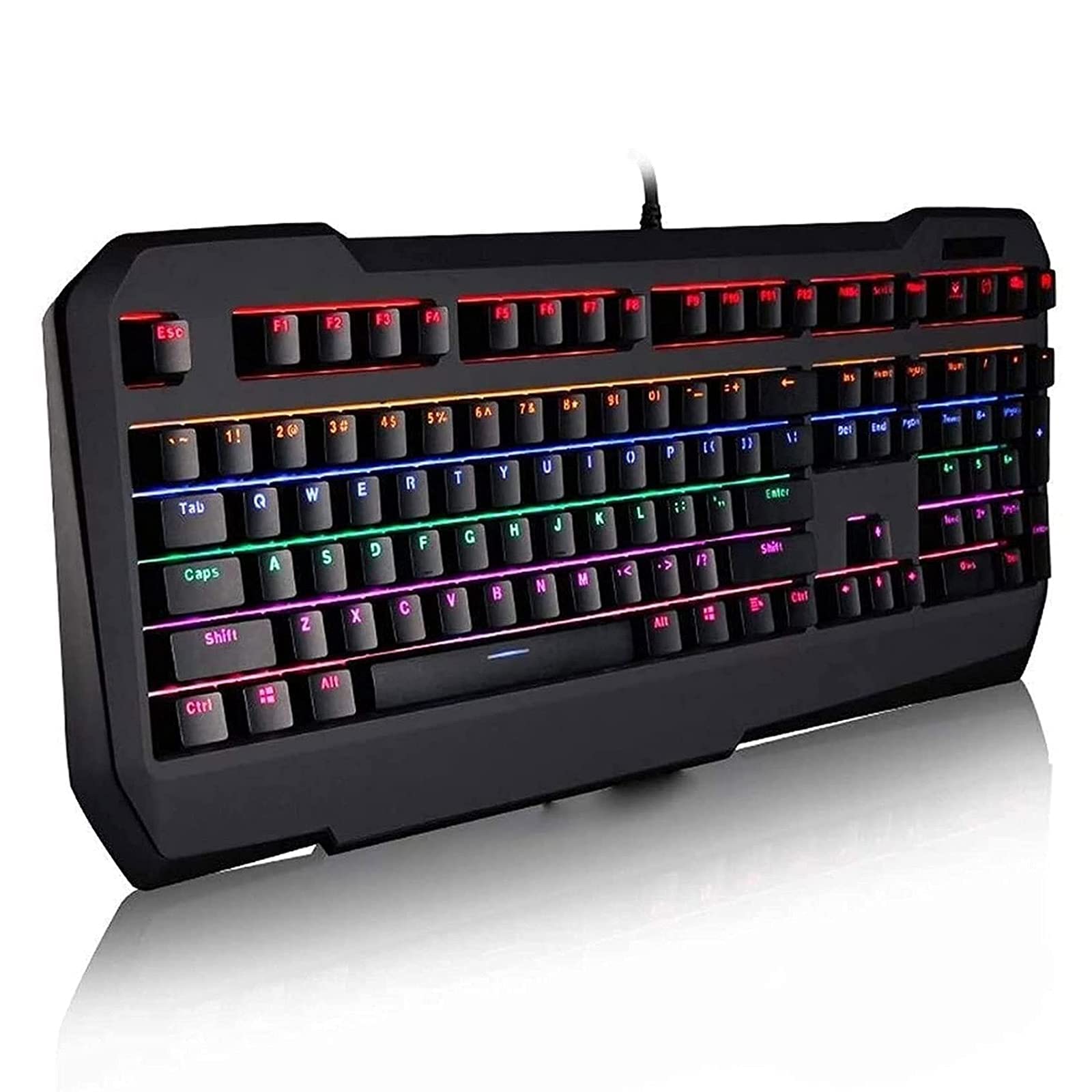 CGNY Mechanical Wired Gaming Keyboard with RGB Backlit - Full-Size Anti-Ghosting Keyboard for PC, Mac - Perfect for Esports, Office Typing & Gaming Sessions