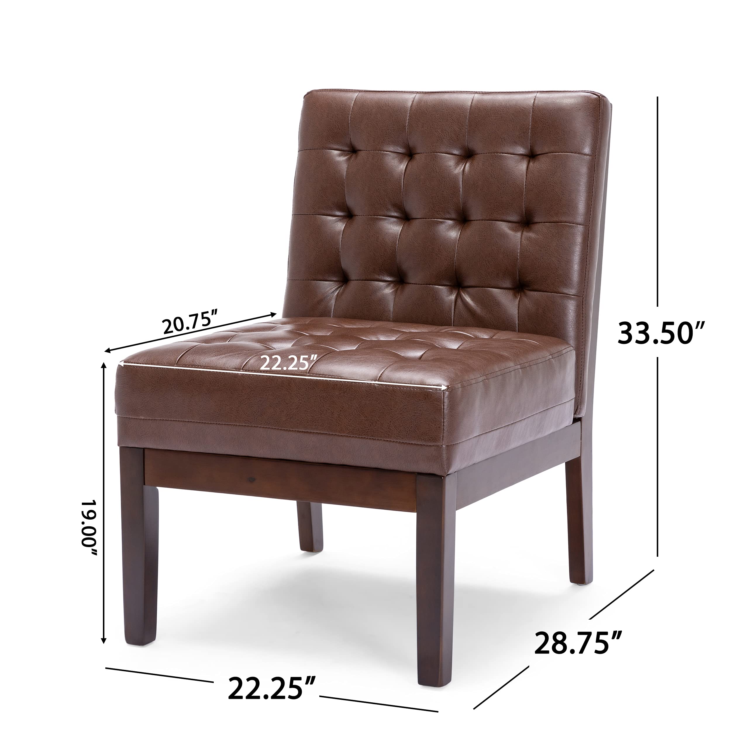Christopher Knight Home Uintah Accent Chair - Dark Brown & Dark Espresso Upholstered Lounge Chair for Living Room, Bedroom, or Office - Comfortable Modern Seating with Sturdy Wooden Legs