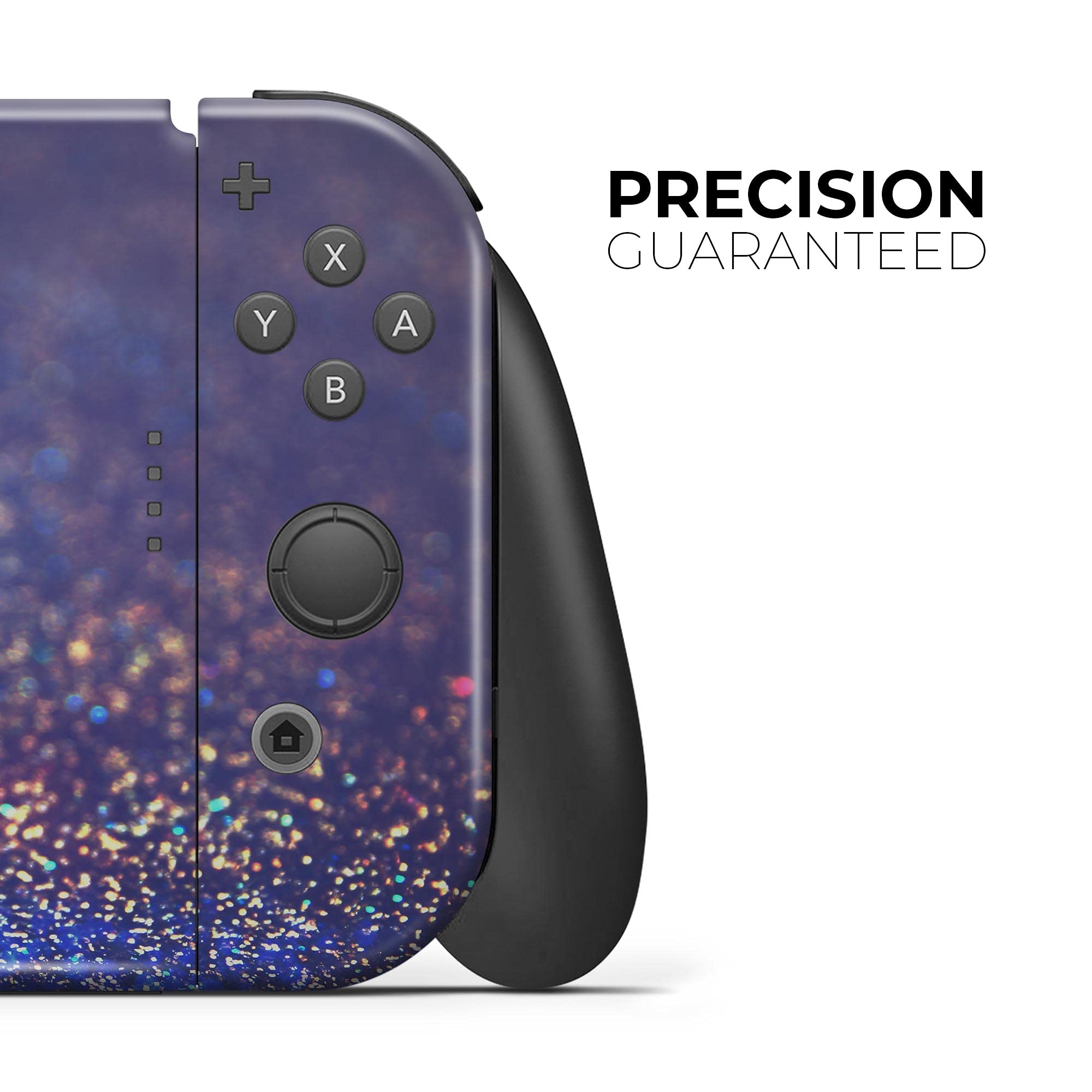 Nintendo Switch Skin Decal - Removable Protective Vinyl Wrap Cover Compatible with Switch Console - Deep Blue with Gold Shimmering Orbs Design - Perfect for Gaming Protection & Customization
