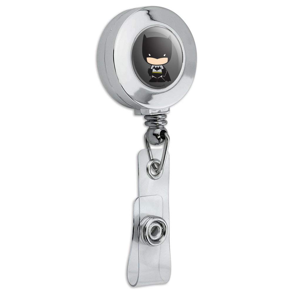 Batman Chibi Retractable ID Badge Holder - Cute Superhero Design for Work, School & Events | Durable Chrome Clip for Cards & Keys | Perfect for Cosplay, Gifts & Collectibles