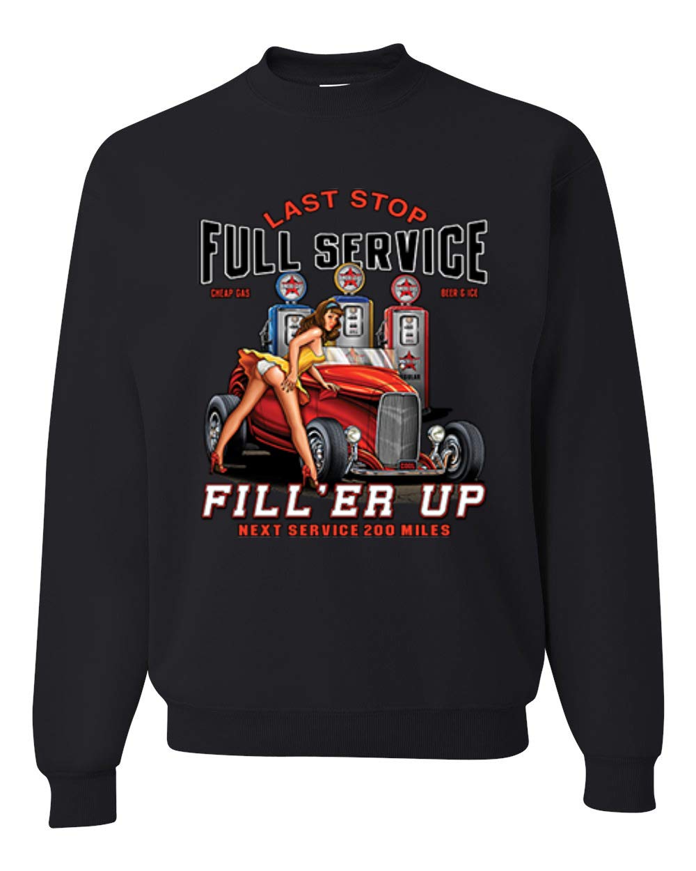 Vintage Hot Rod Gas Station Attendant Graphic Sweatshirt - Retro Cars & Trucks Unisex Crewneck Pullover for Men & Women - Perfect for Casual Wear, Car Enthusiast Gifts & Themed Parties