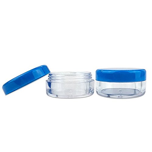 50-Piece 5g/5ml Clear Round Acrylic Jars with Blue Lids - Perfect for Cosmetics, Lotions, Creams, Makeup, Beads, Charms & DIY Crafts - Ideal for Home Organizing, Travel Containers & Small Item Storage