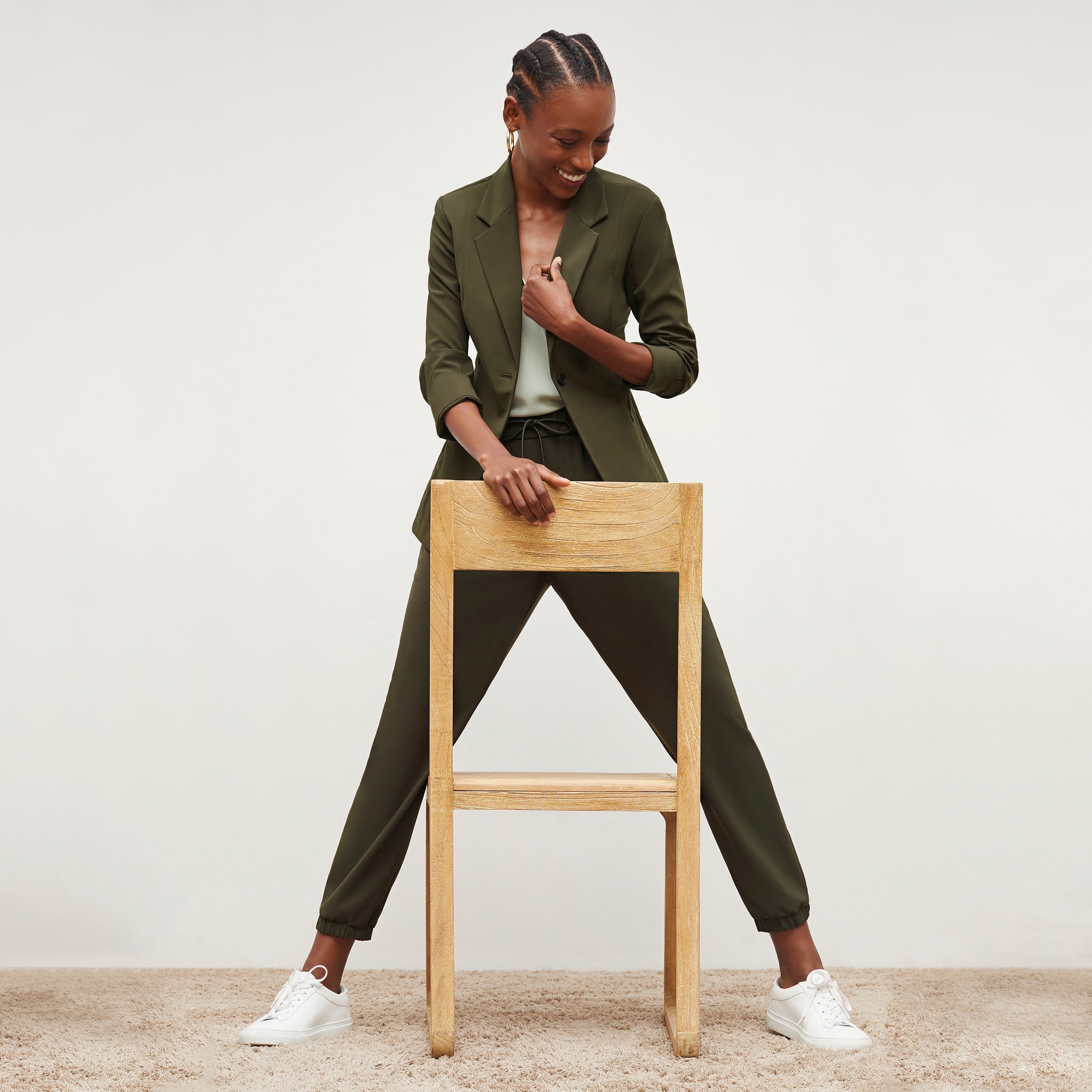 Delaney Jogger Pants for Women - OrigamiTech Stretch Olive Green Joggers | Comfortable Workout, Yoga, Lounge & Casual Wear
