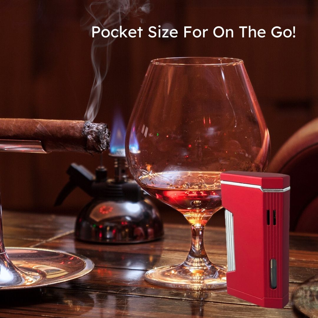 Visol Pelican Dual Torch Flame Lighter - Windproof Butane Lighter for Cigars, Camping & Outdoor Use (Red)