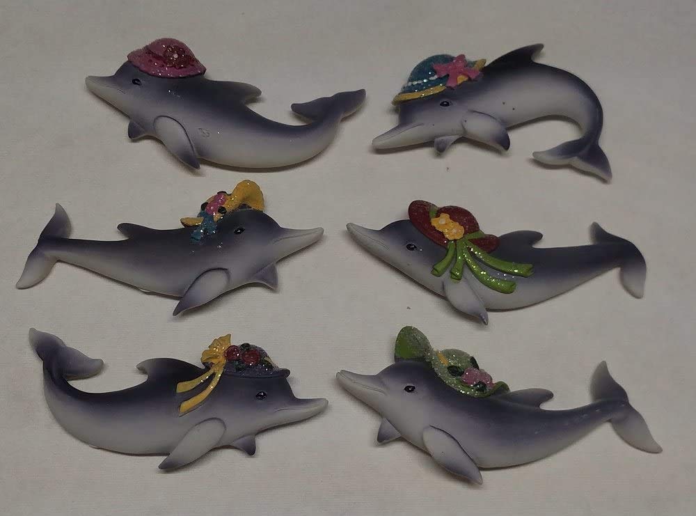 Dolphin Magnets with Hats - 6 Pack for Fridge Decor