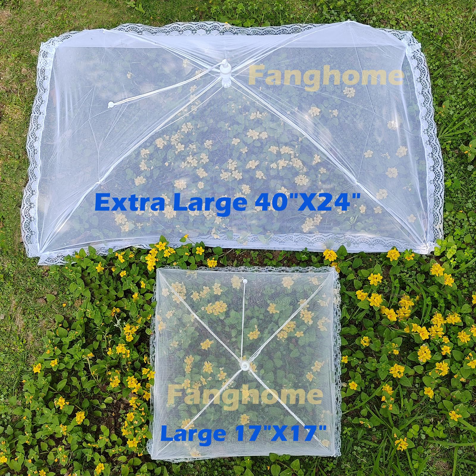 6-Pack Extra Large 40x24in & Large 17x17in Pop-Up Mesh Food Covers for Outdoor BBQ, Camping, Picnic - Windproof Food Tents for Parties, Beach & Backyard Gatherings