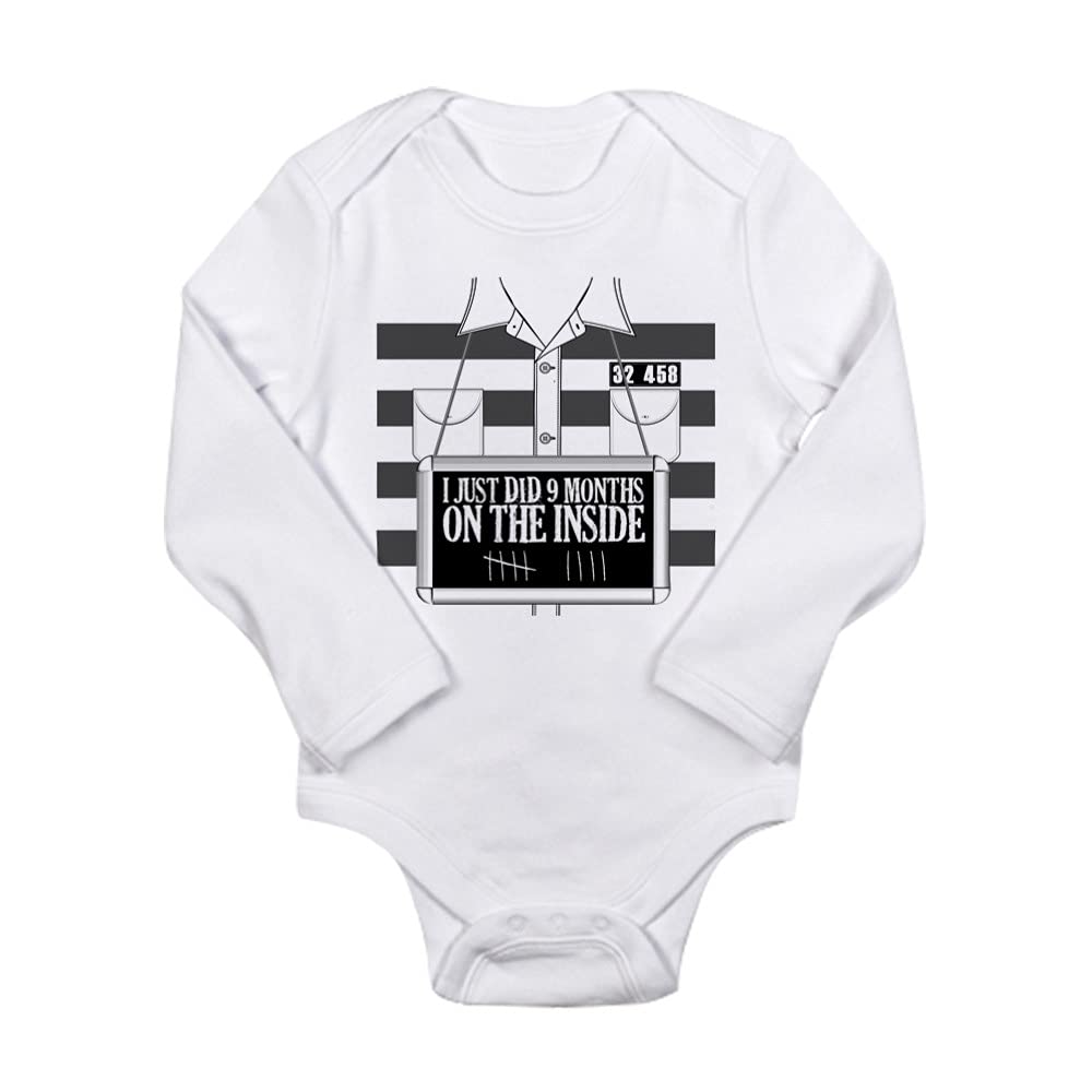 Prisoner Costume Baby Bodysuit - Funny Inmate Jumpsuit Onesie for Halloween & Dress-Up Parties - Cute Newborn Photo Shoot Outfit