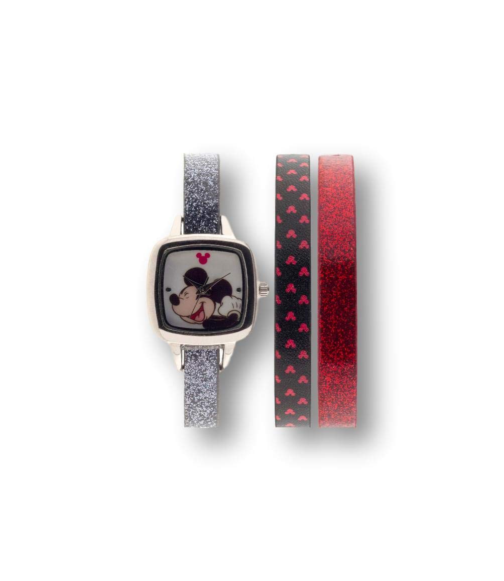 Mickey Mouse Women's Analog Watch with Interchangeable Straps - 3 Color Options | Fashion Accessory for Casual Wear, Office & Gift Giving