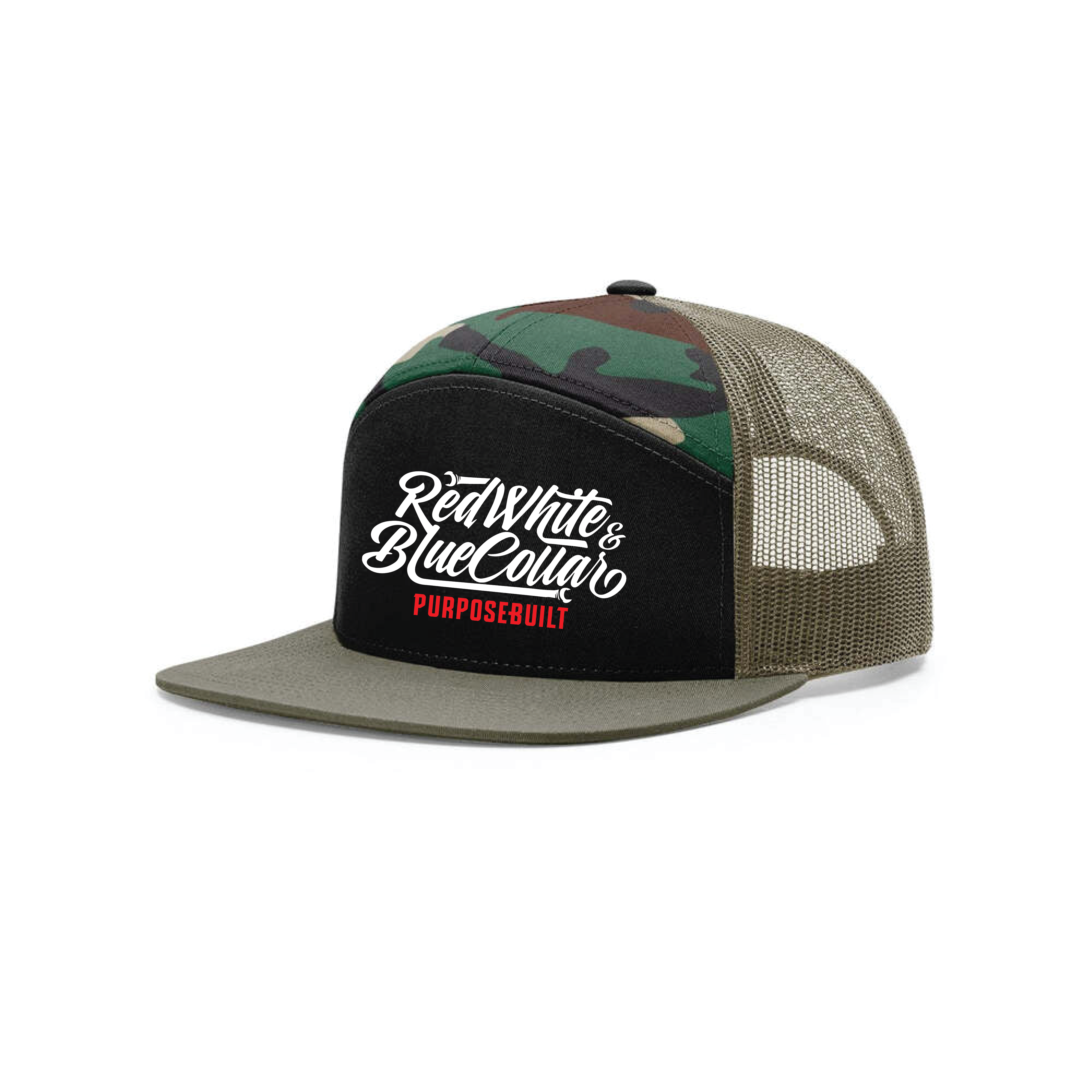 RWBC Snapback 7 Panel Camo Hat - Adjustable Baseball Cap for Men & Women - Perfect for Outdoor, Sports, and Casual Wear