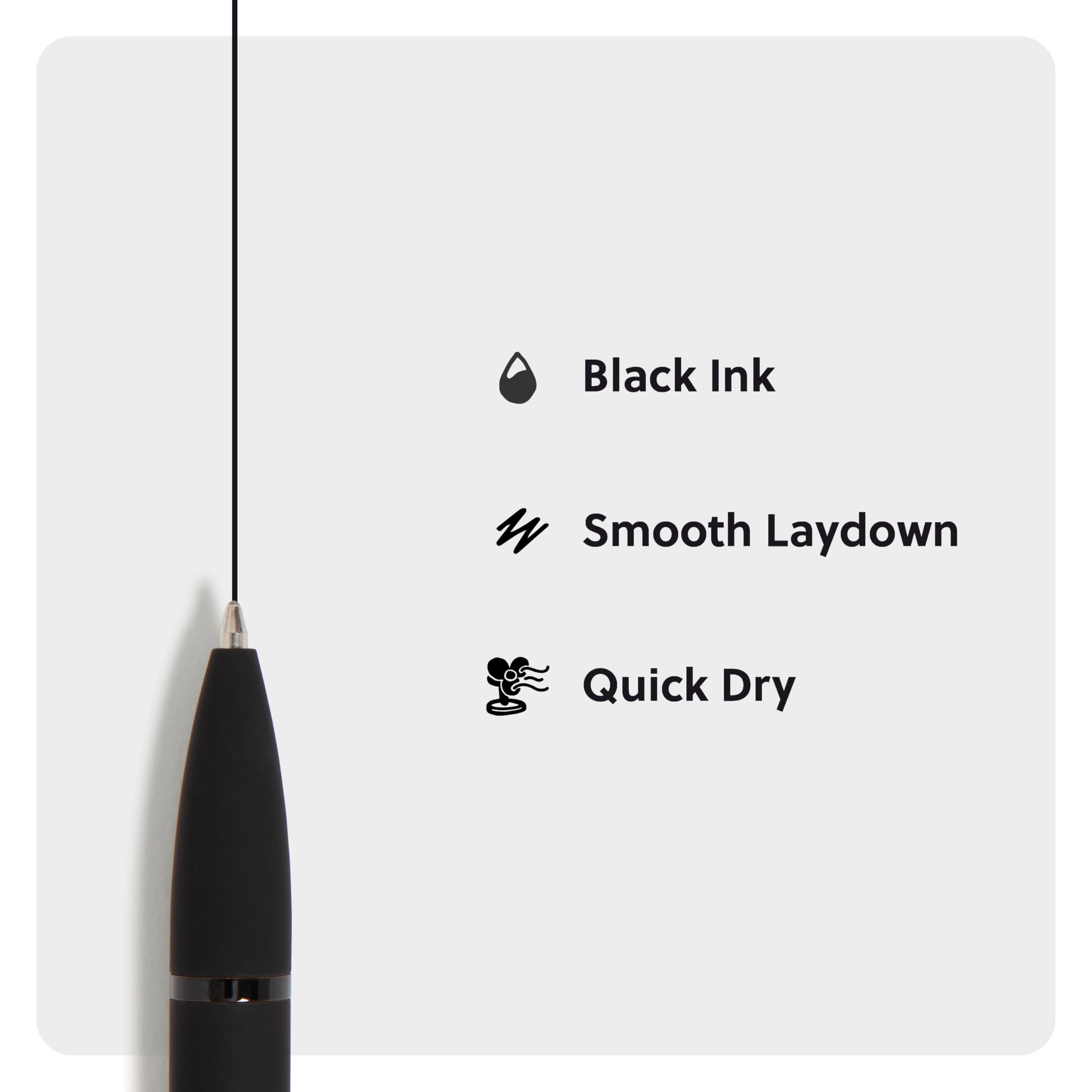 U Brands Midnight Monterey Ballpoint Pens - 4 Pack Black Soft Touch with Painted Details, 1.0mm Bold Point Black Ink - Perfect for Office, School & Note Taking