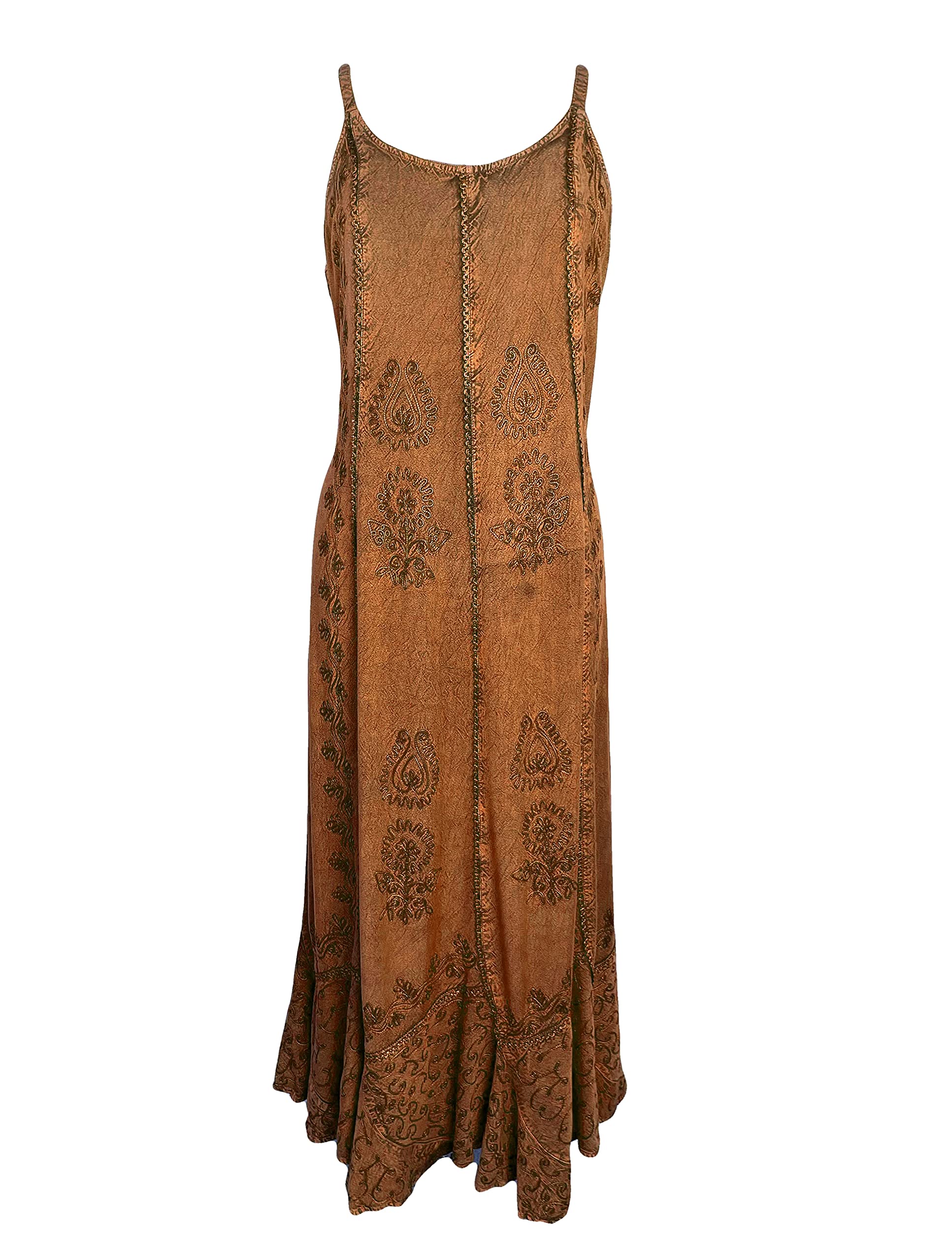 Agan Traders Women's 2025 Bohemian Summer Maxi Dress - Flowy Spaghetti Strap Long Sun Dress with Gypsy & Medieval Style | Perfect for Beach Vacations, Music Festivals & Romantic Date Nights