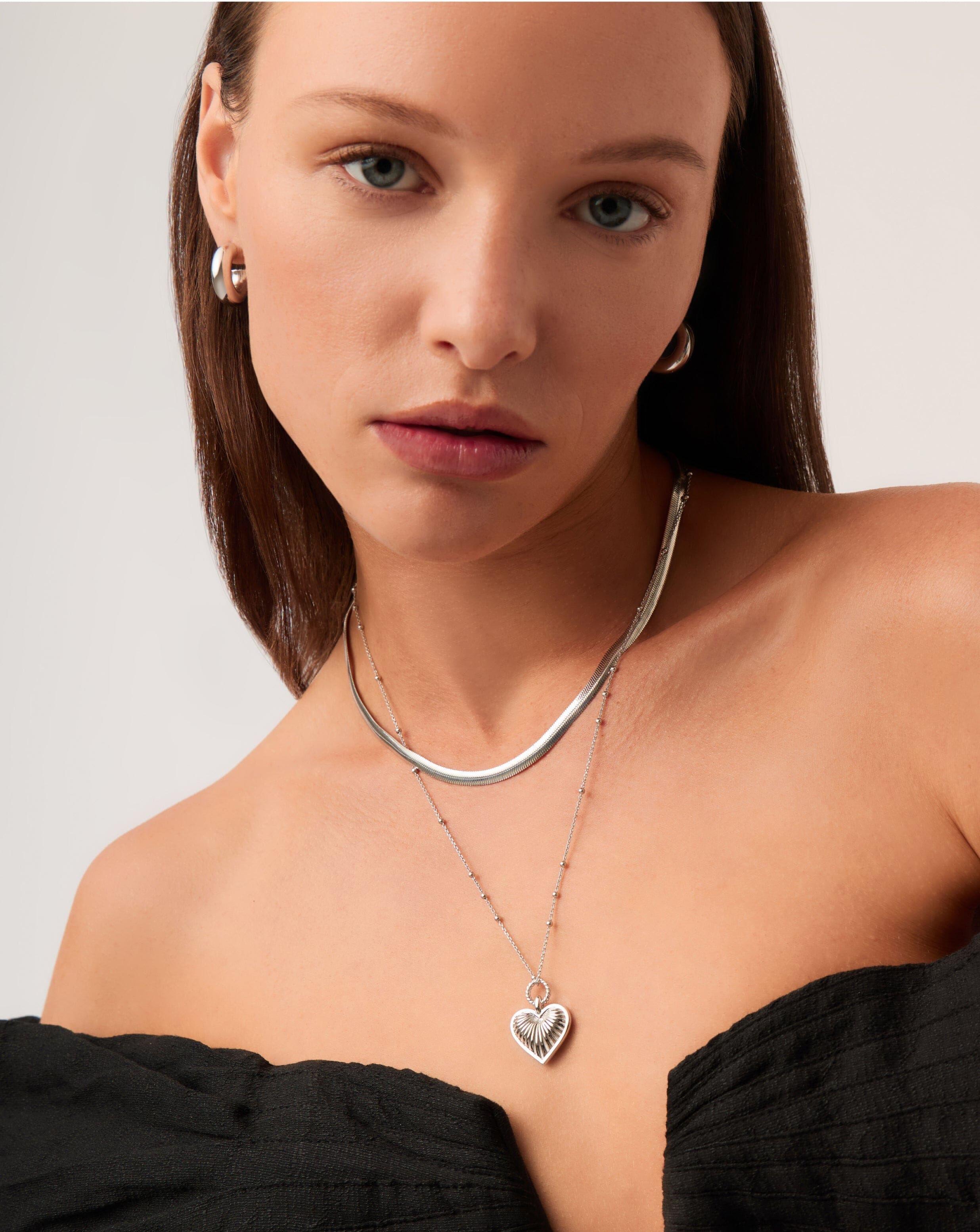 Flat Snake Chain Necklace - Rhodium Plated Recycled Sterling Silver Jewelry for Women | Elegant Layering Necklace for Everyday Wear & Special Occasions