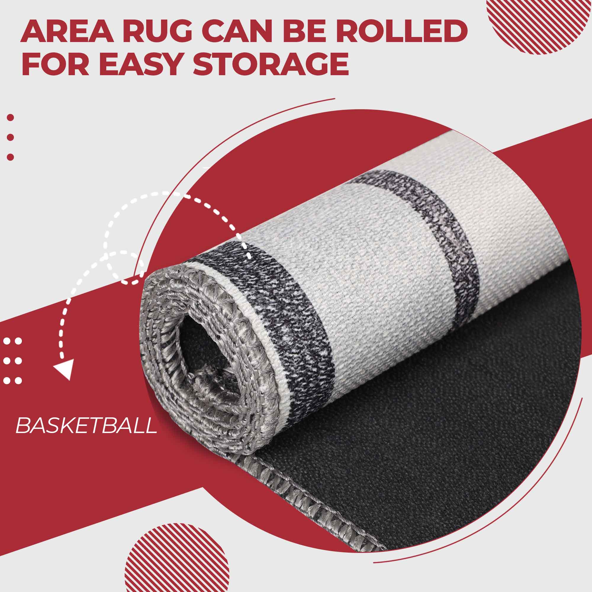Non-Slip Kids Washable Indoor Basketball Court Playroom Area Rug - Perfect for Playrooms, Bedrooms & Game Rooms