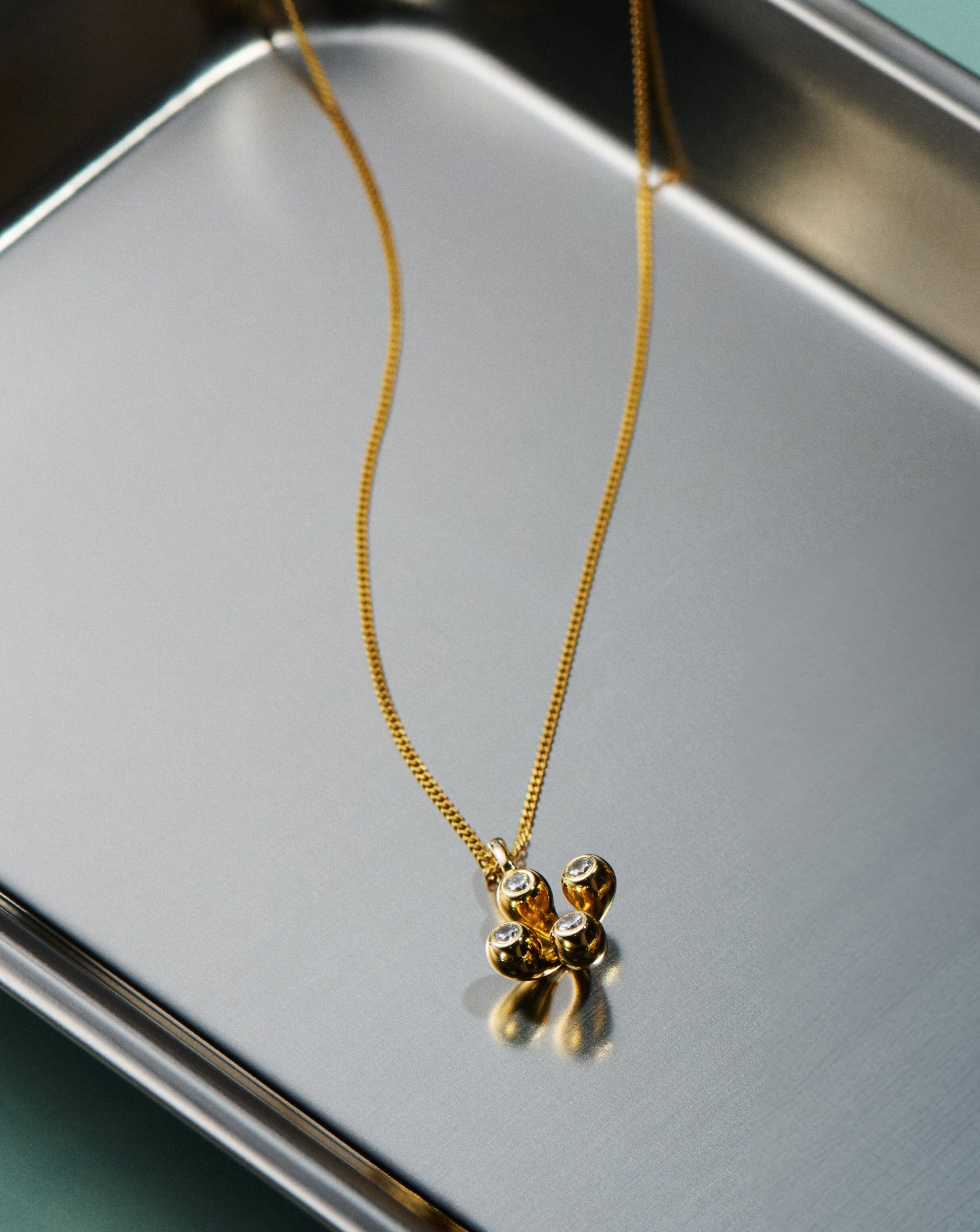 Elegant Atom Pendant Necklace - 18k Gold Vermeil Cubic Zirconia Jewelry for Women | Perfect Gift for Science Lovers & Everyday Wear