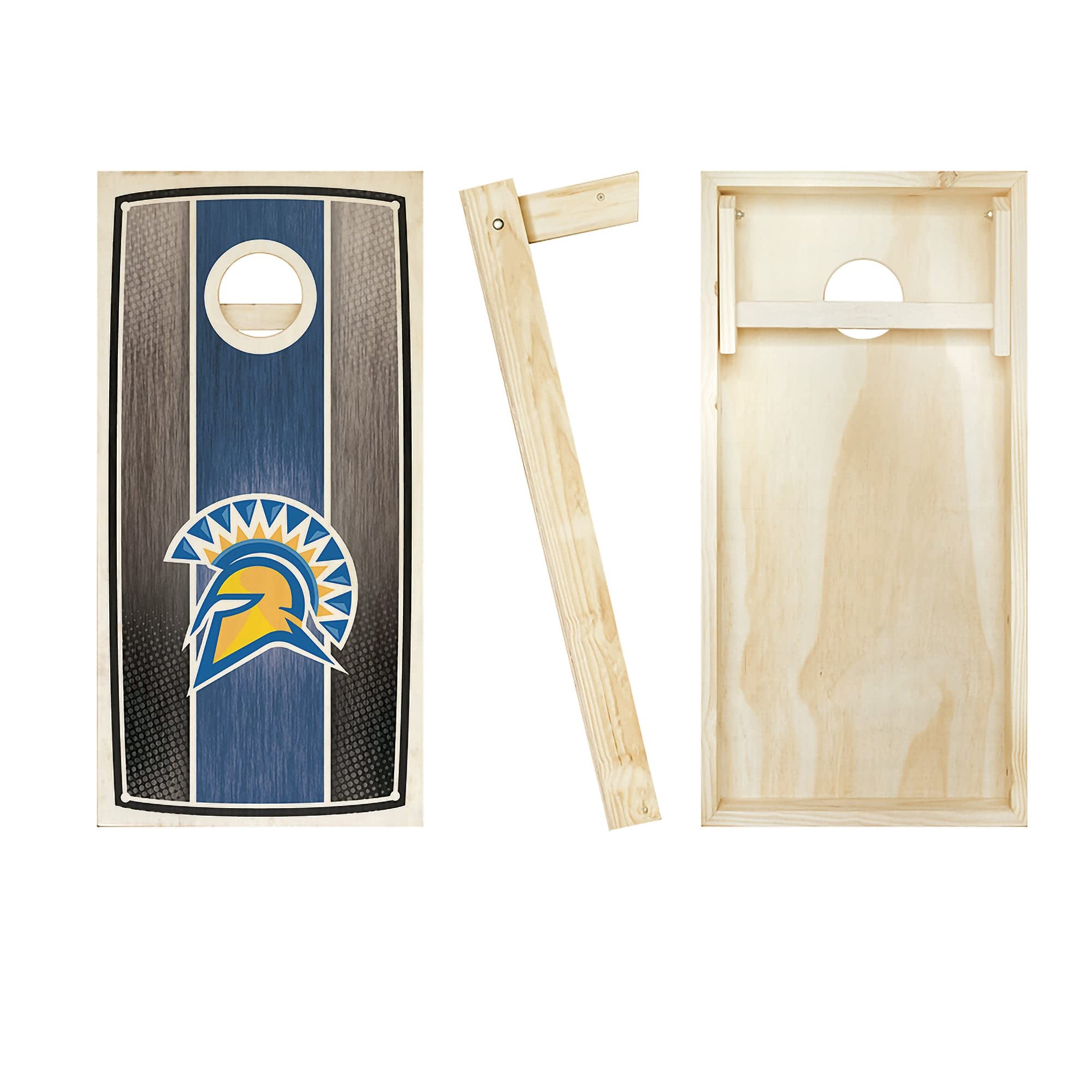 Custom San Jose Stained Striped Cornhole Board Set with Team Logo - Regulation Size Outdoor Bean Bag Toss Game for Backyard Parties, Tailgating & BBQ Events