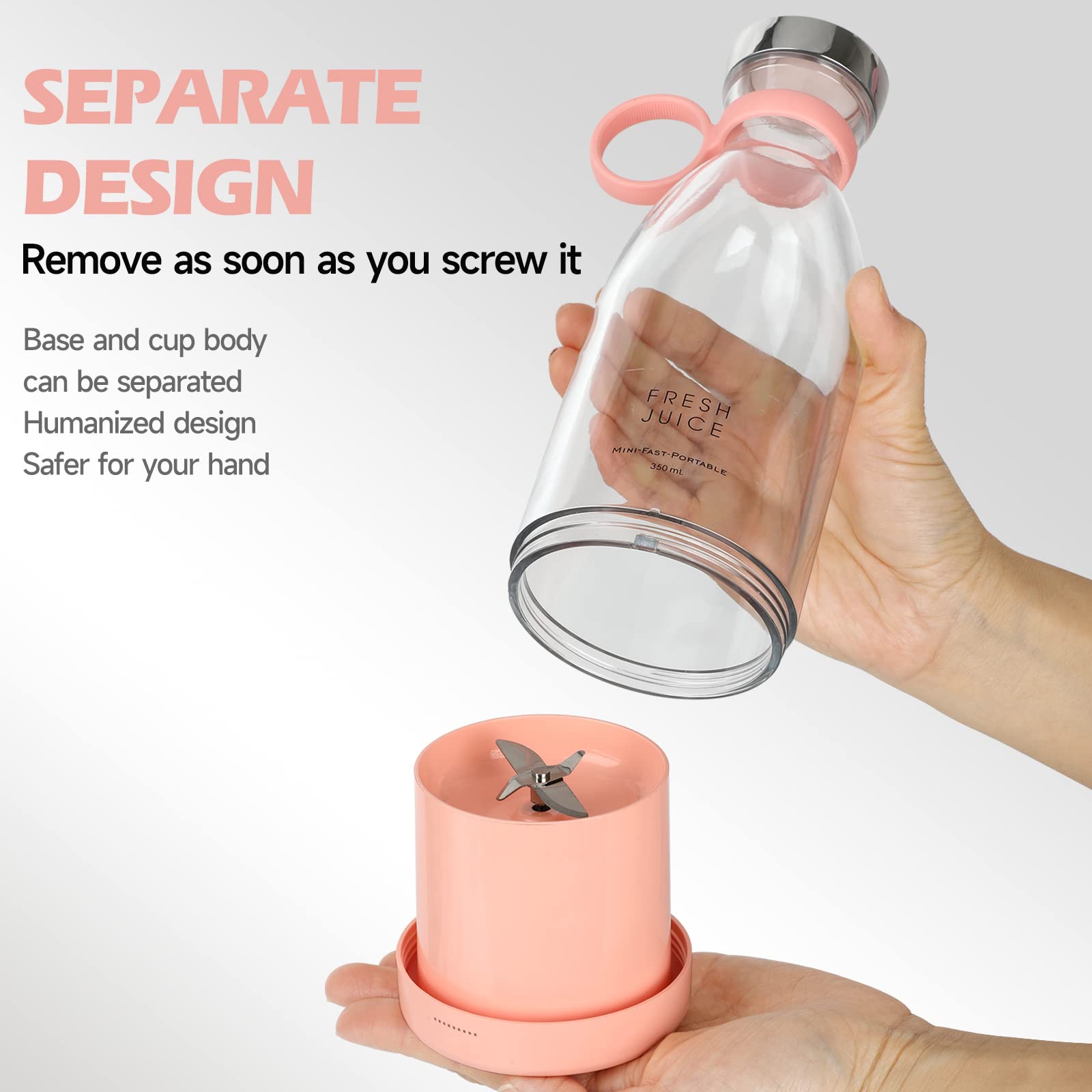 Portable USB Rechargeable Mini Blender - Personal Handheld Smoothie Maker for Shakes, Juices & Protein Drinks - Perfect for Travel, Gym, Office & Home Use