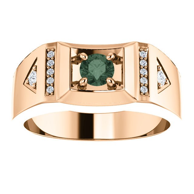 14K Gold 0.45 CT Lab-Grown Alexandrite & 0.11 CTW Diamond Accent Men's Ring - Elegant Wedding Band, Anniversary Gift for Him, Valentine's Day Jewelry