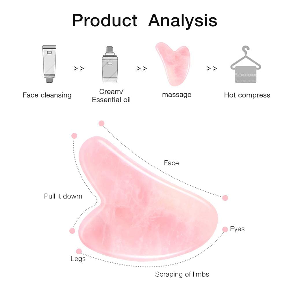 Bella Faccia Rose Quartz Roller and Gua Sha Set - Natural Facial Massage Tool for Anti-Aging, Puffiness & Dark Circles - Perfect for Skincare Routine, Relaxation & Lymphatic Drainage at Home or Travel