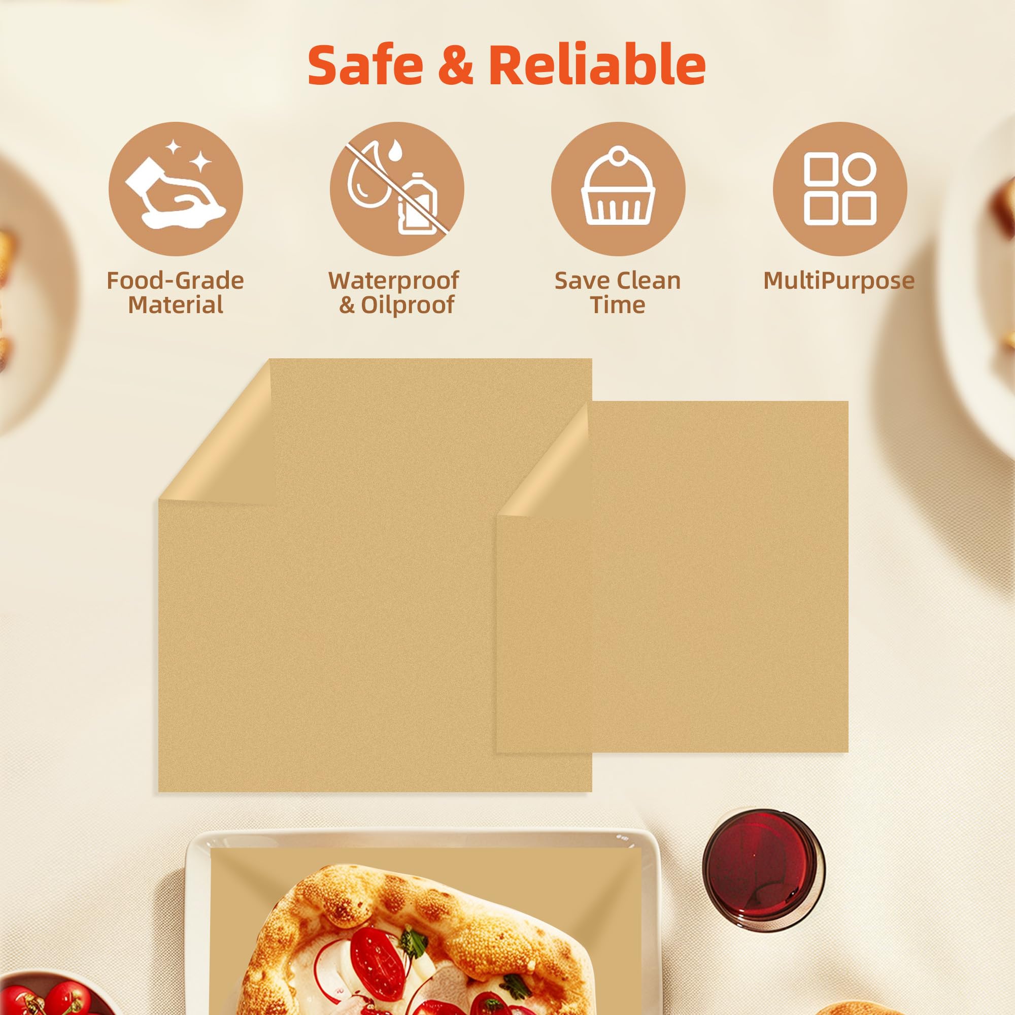 100-Pack Small Air Fryer Paper Liners for Emeril Lagasse 360 French Door Air Fryer | Disposable Square Parchment Sheets | Perfect for Healthy Cooking, Meal Prep & Easy Cleanup