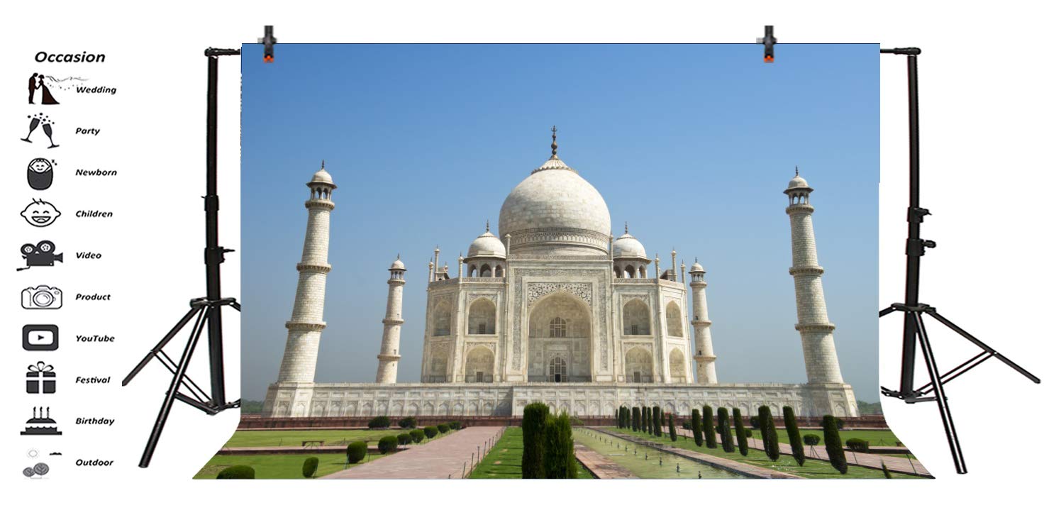Baocicco 8x6.5ft Taj Mahal Backdrop - Premium Indian Wedding Decor, Honeymoon Photo Background, Anniversary Celebration, Mausoleum & Ancient Building Scenery - Perfect for Photography Props, Events & Home Decor