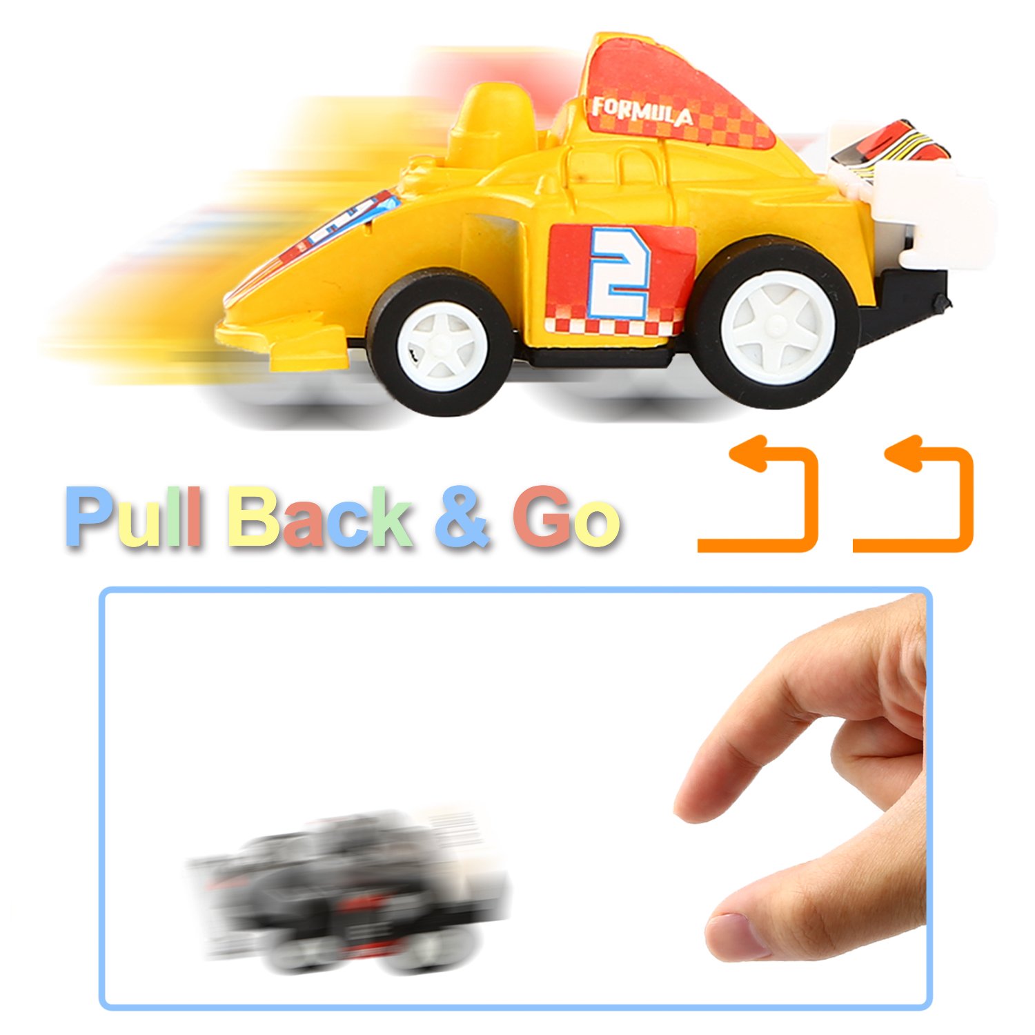 Yeonha Toys 12-Pack Pull Back Vehicles - Mini Construction & Race Cars for Kids, Toddlers & Boys - Fun Play Set for Indoor & Outdoor Activities