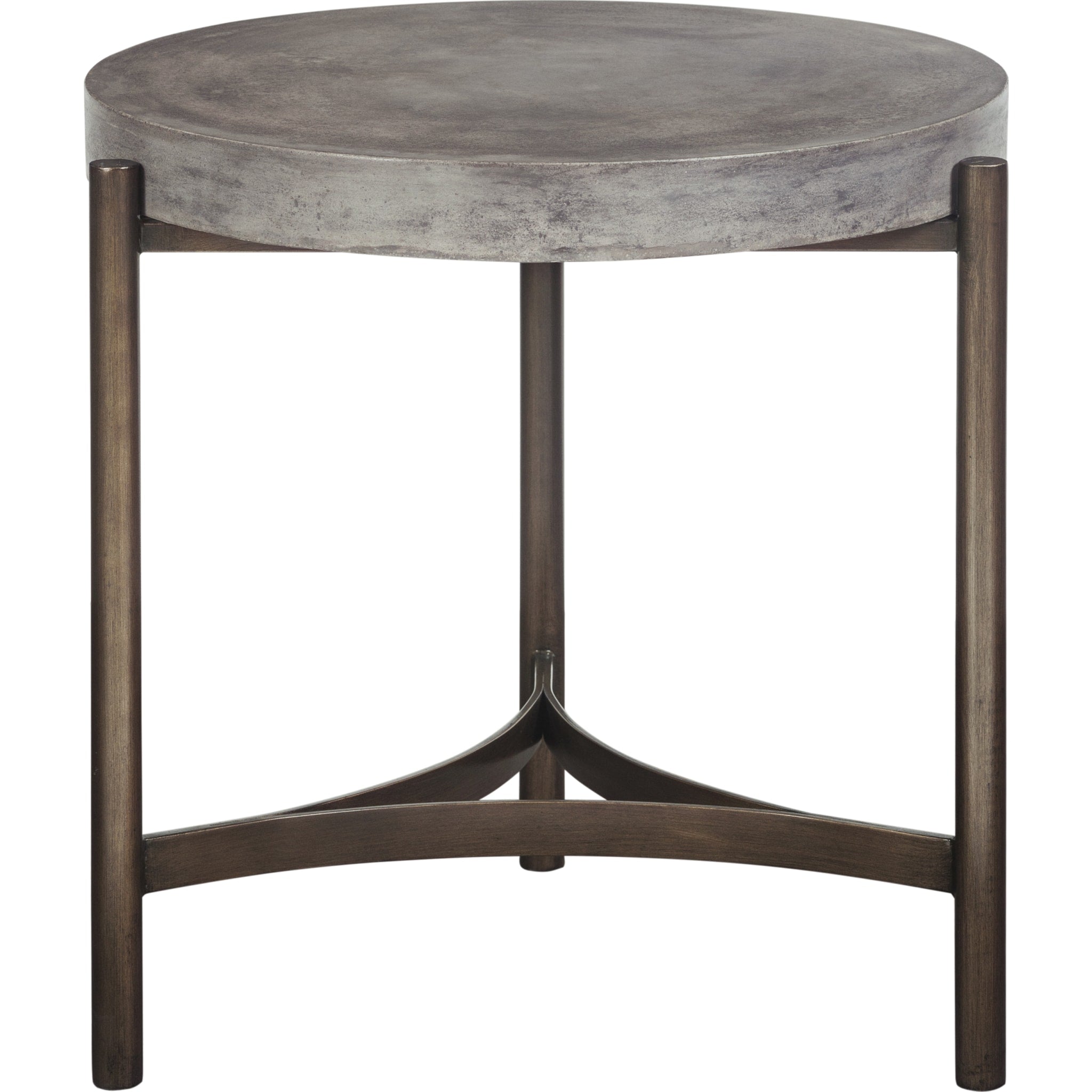 Modern Round Side Table - Natural Concrete & Metal Accent - Perfect for Living Room, Bedroom, or Outdoor Patio Decor