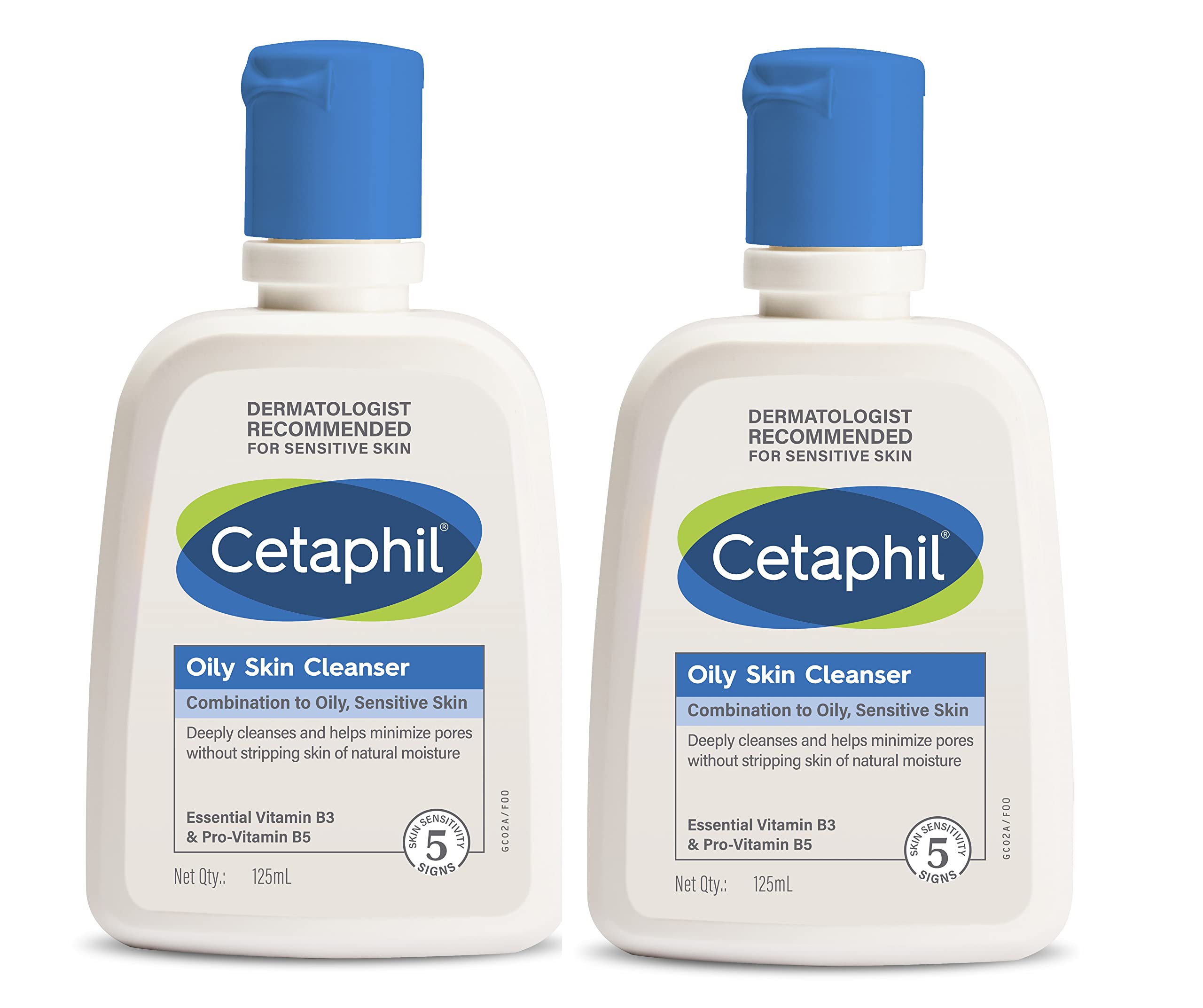 Cetaphil Oily Skin Cleanser - Gentle Foaming Daily Face Wash for Oily & Acne-Prone Skin, 125ml (Pack of 2) | Dermatologist Recommended for Clear, Balanced Skin | Perfect for Morning & Night Skincare Routine