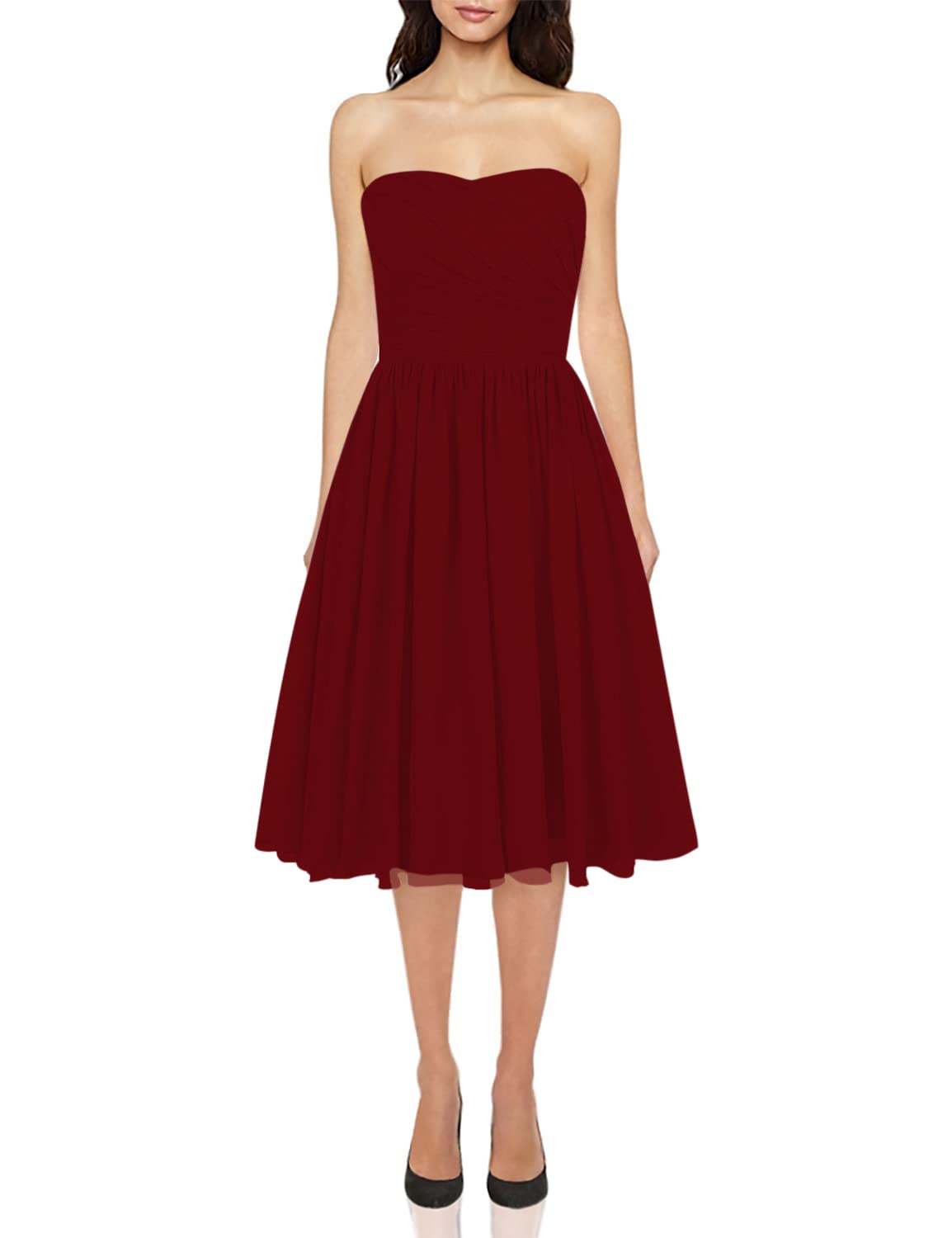 JAEDEN Short Chiffon Strapless Bridesmaid Dresses for Wedding Guest & Prom - Elegant Party, Cocktail, Formal Occasions